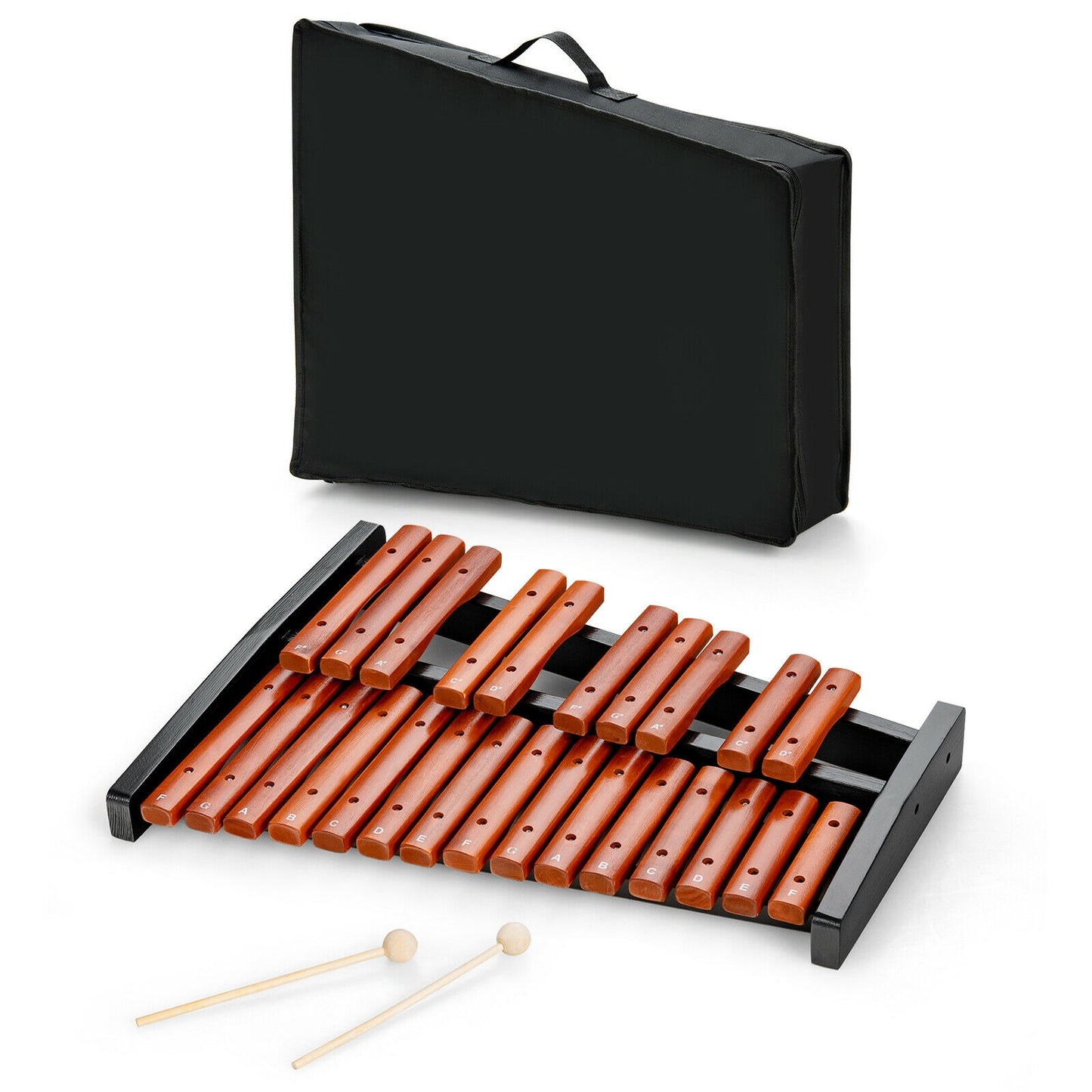 25 Notes Xylophone Wooden Percussion Educational Instrument with 2 Mallets Kids Crystal