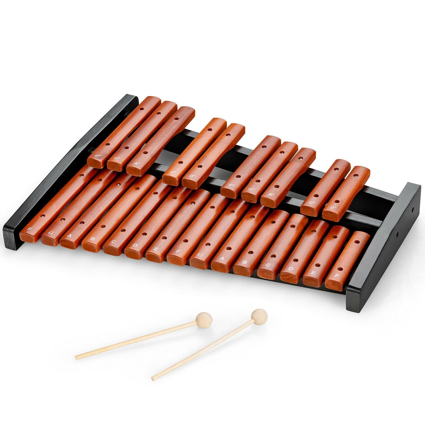 25 Notes Xylophone Wooden Percussion Educational Instrument with 2 Mallets Kids Crystal