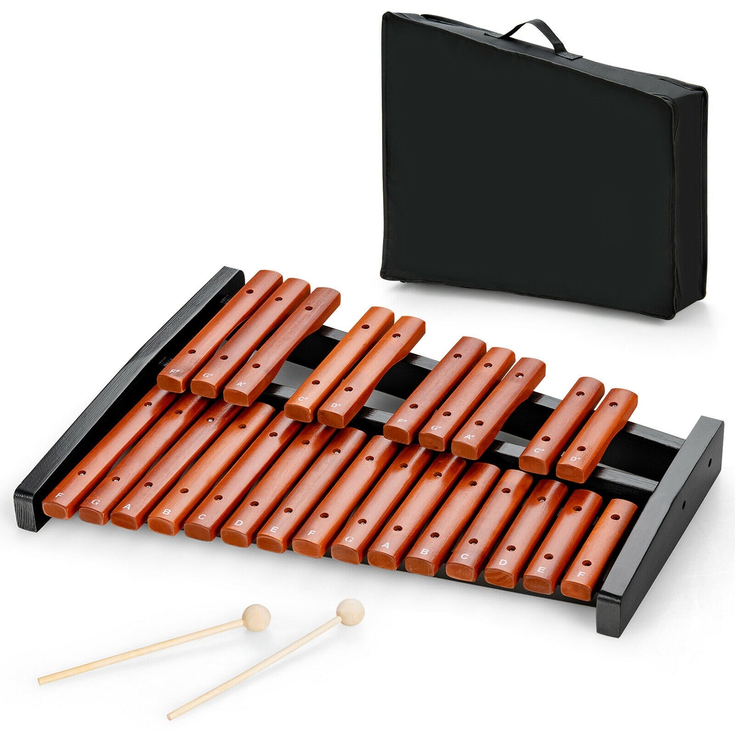 25 Notes Xylophone Wooden Percussion Educational Instrument with 2 Mallets Kids Crystal