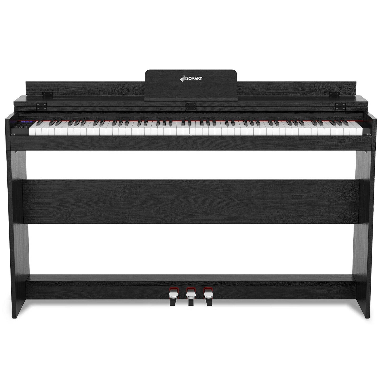 88 Key Full Size Electric Piano Keyboard with Stand 3 Pedals MIDI Function-Black Kids Crystal