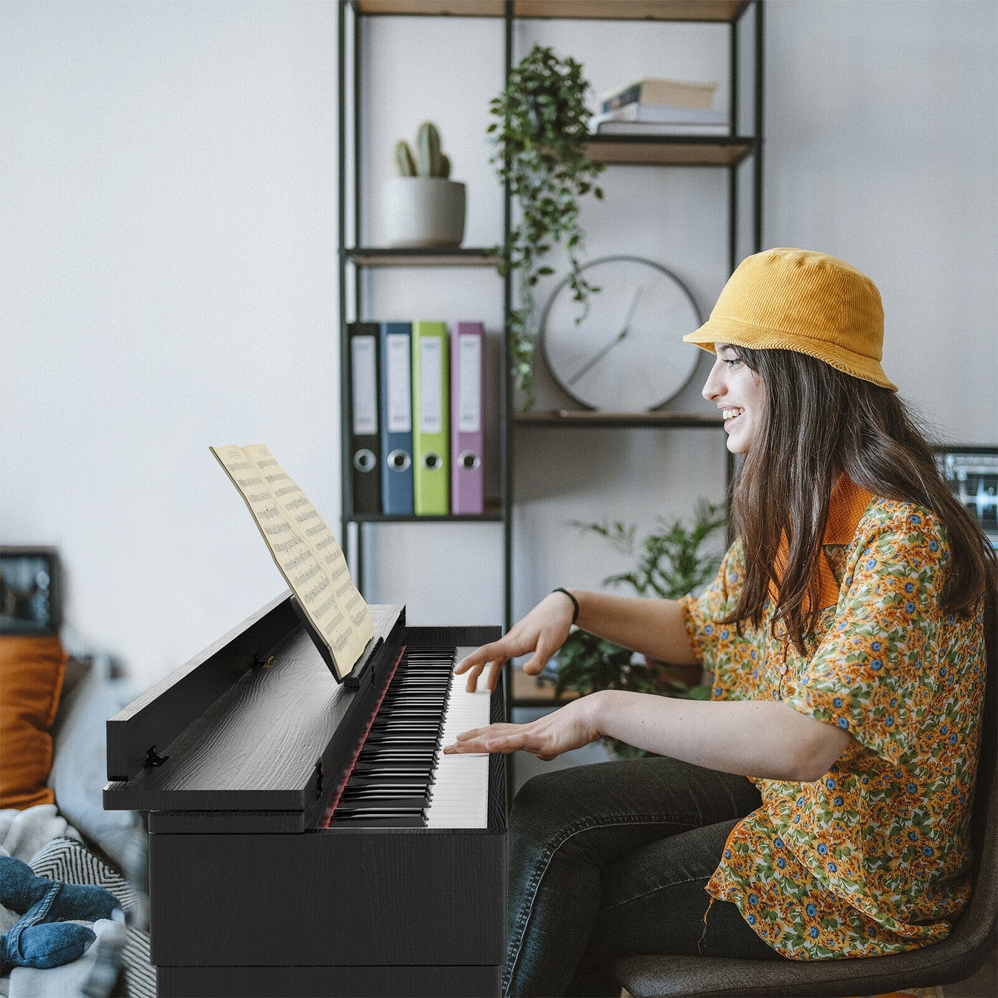 88 Key Full Size Electric Piano Keyboard with Stand 3 Pedals MIDI Function-Black Kids Crystal