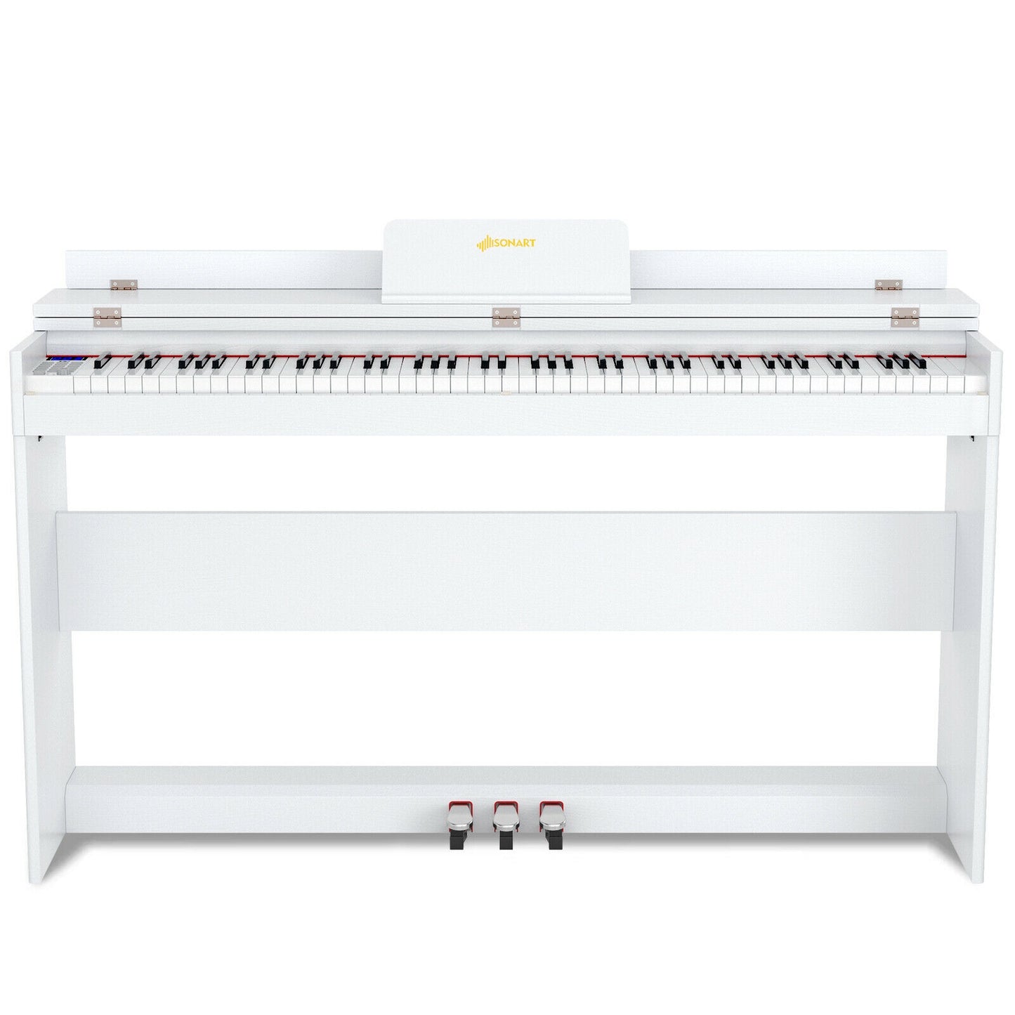 88 Key Full Size Electric Piano Keyboard with Stand 3 Pedals MIDI Function-White Kids Crystal