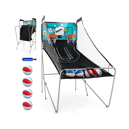 Dual Shot Basketball Arcade Game with 8 Game Modes and 4 Balls-Green Kids Crystal