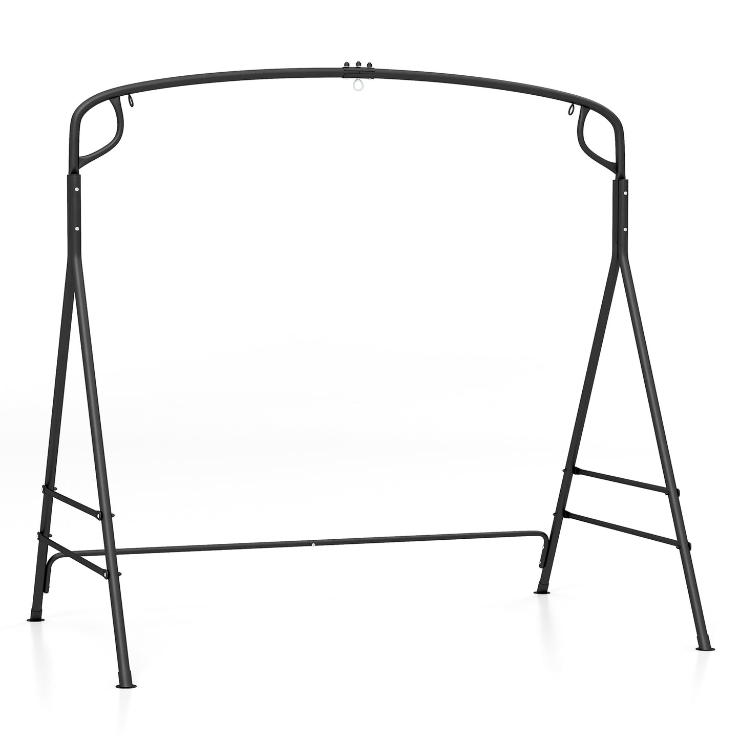 Outdoor Metal Swing Frame with Extra Side Bars-Black Kids Crystal