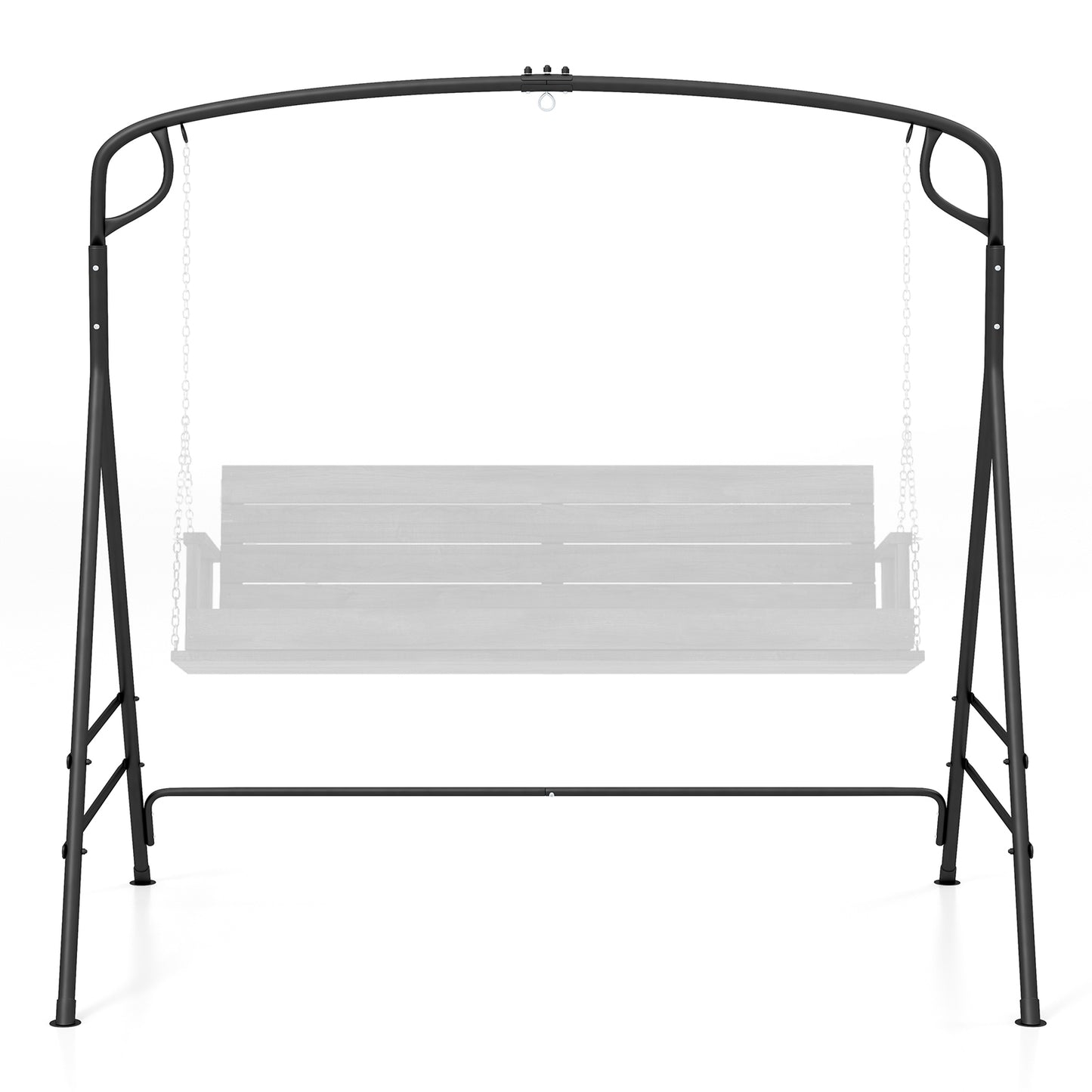 Outdoor Metal Swing Frame with Extra Side Bars-Black Kids Crystal