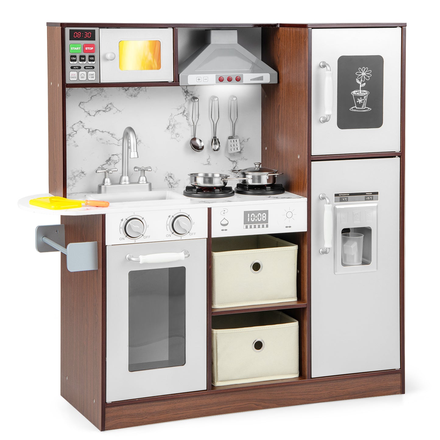 Kids Modern Toy Kitchen Playset with Attractive Lights and Sounds-Coffee Kids Crystal