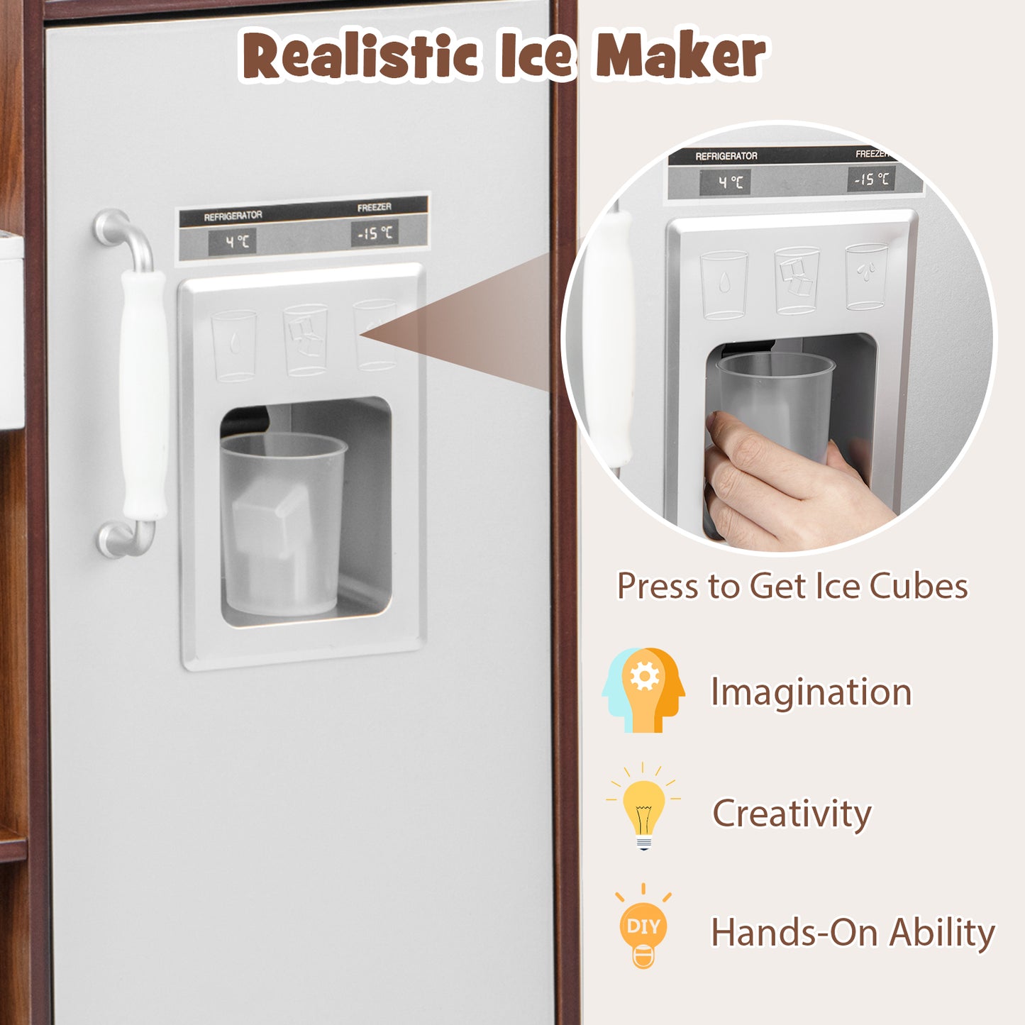Kids Modern Toy Kitchen Playset with Attractive Lights and Sounds-Coffee Kids Crystal