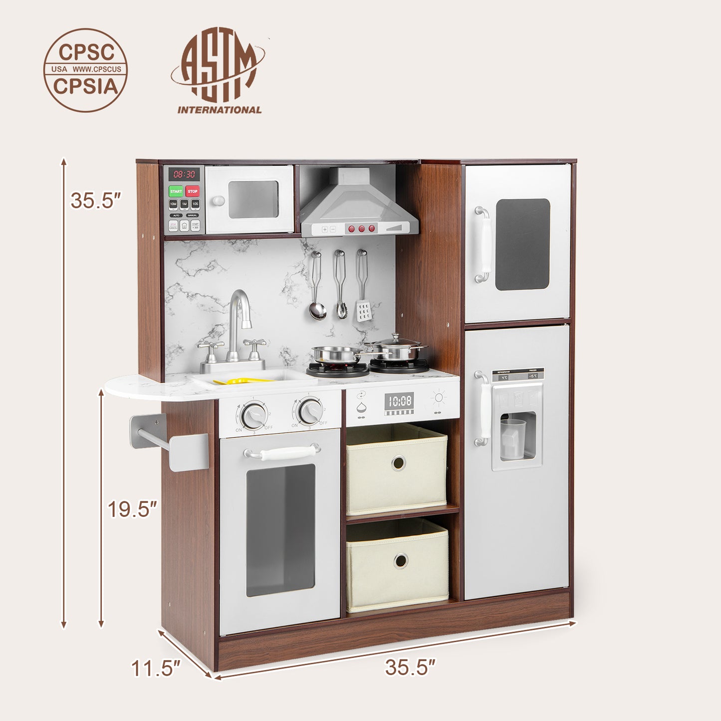 Kids Modern Toy Kitchen Playset with Attractive Lights and Sounds-Coffee Kids Crystal
