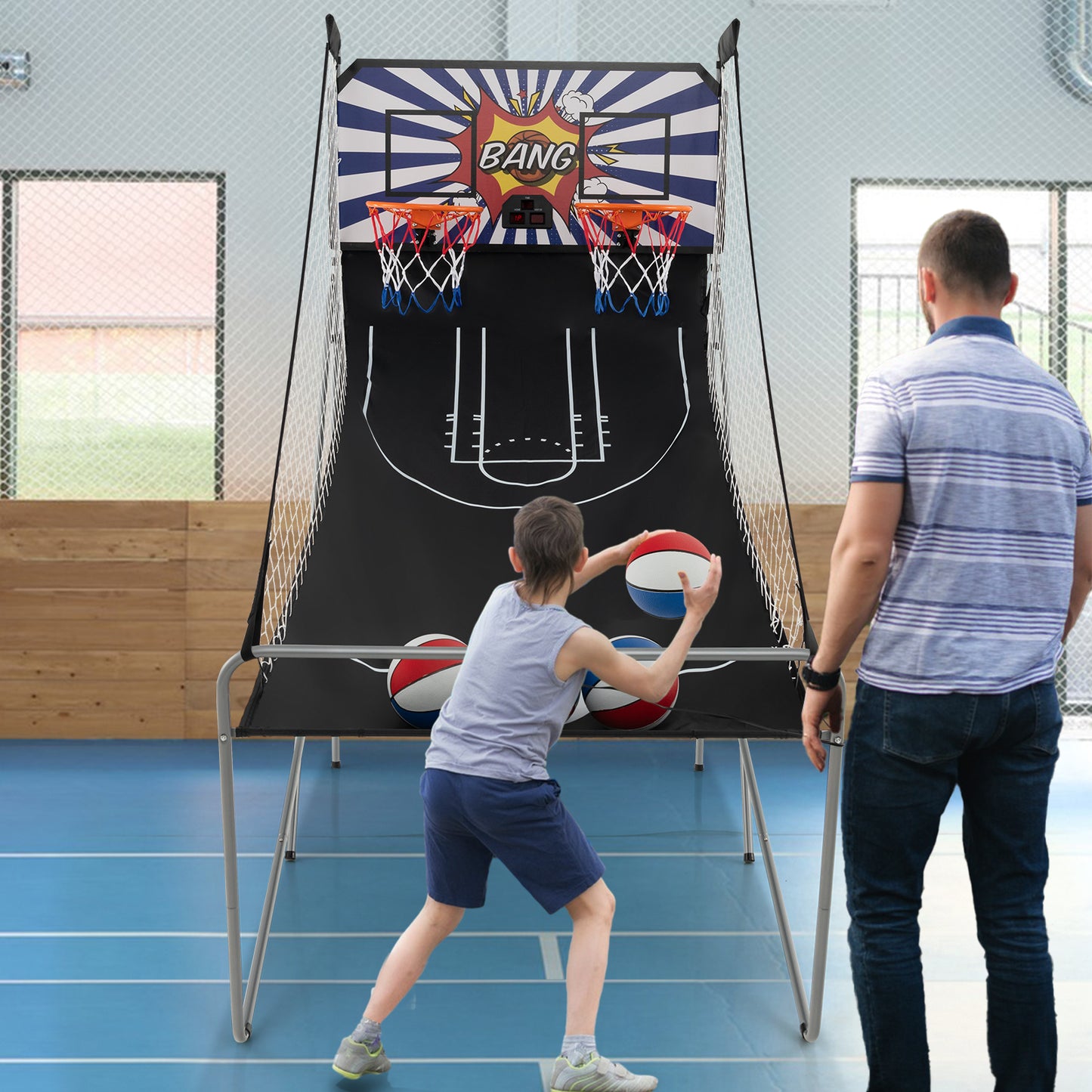 Dual Shot Basketball Arcade Game with 8 Game Modes and 4 Balls-White Kids Crystal