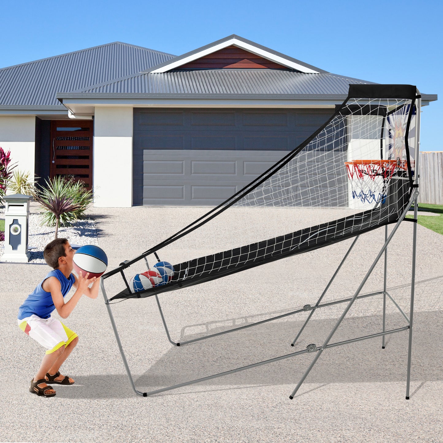 Dual Shot Basketball Arcade Game with 8 Game Modes and 4 Balls-White Kids Crystal