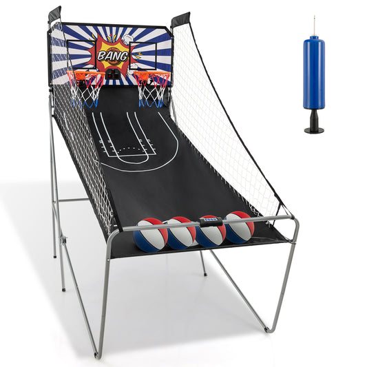 Dual Shot Basketball Arcade Game with 8 Game Modes and 4 Balls-White Kids Crystal
