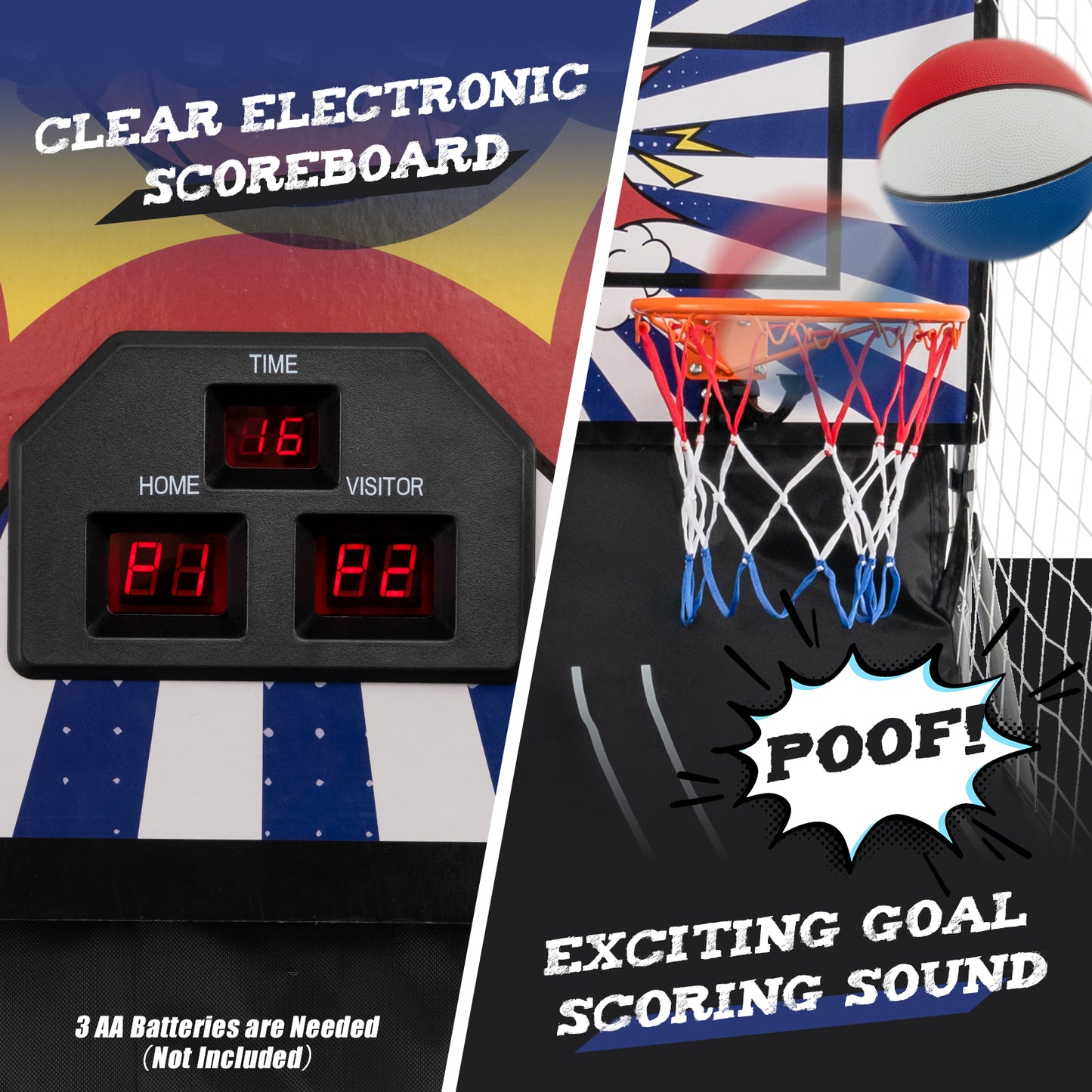 Dual Shot Basketball Arcade Game with 8 Game Modes and 4 Balls-White Kids Crystal