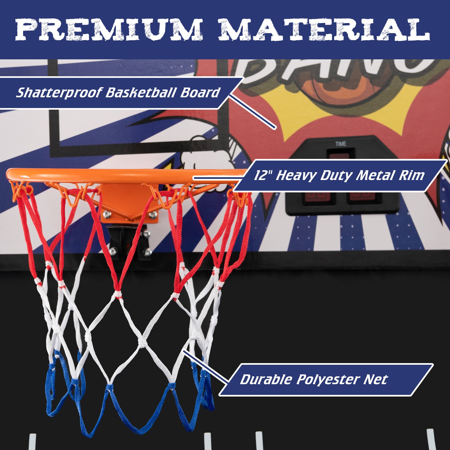Dual Shot Basketball Arcade Game with 8 Game Modes and 4 Balls-White Kids Crystal