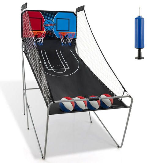 Dual Shot Basketball Arcade Game with 8 Game Modes and 4 Balls-Red Kids Crystal