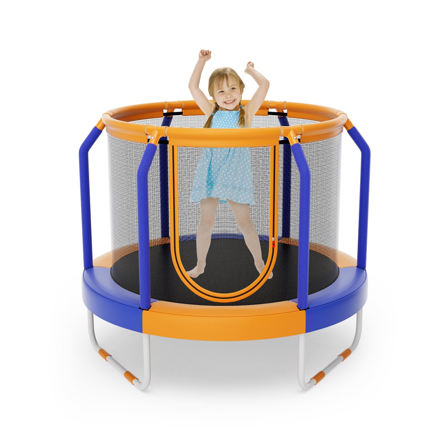 Mini Trampoline with Enclosure and Heavy-duty Metal Frame-Orange Kids Crystal