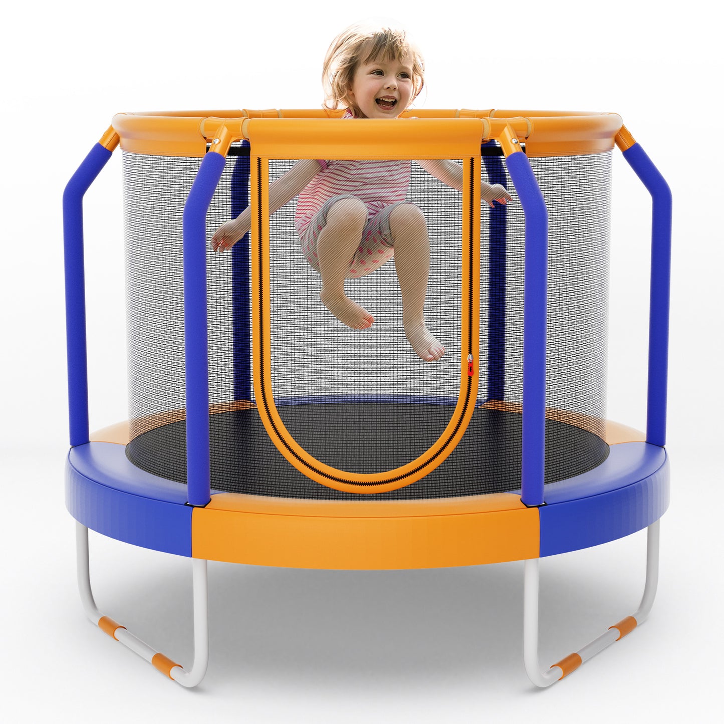 Mini Trampoline with Enclosure and Heavy-duty Metal Frame-Orange Kids Crystal