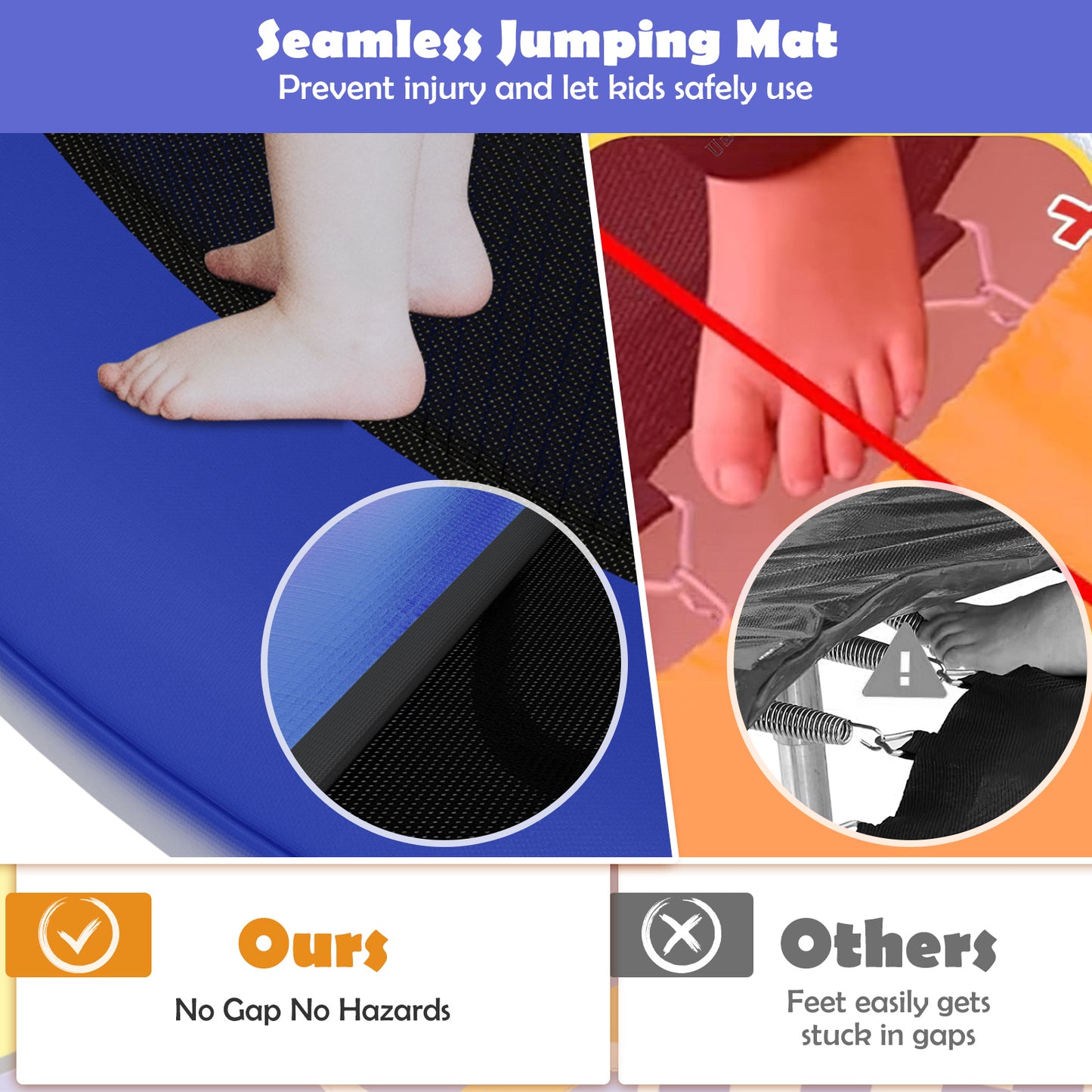 Mini Trampoline with Enclosure and Heavy-duty Metal Frame-Orange Kids Crystal
