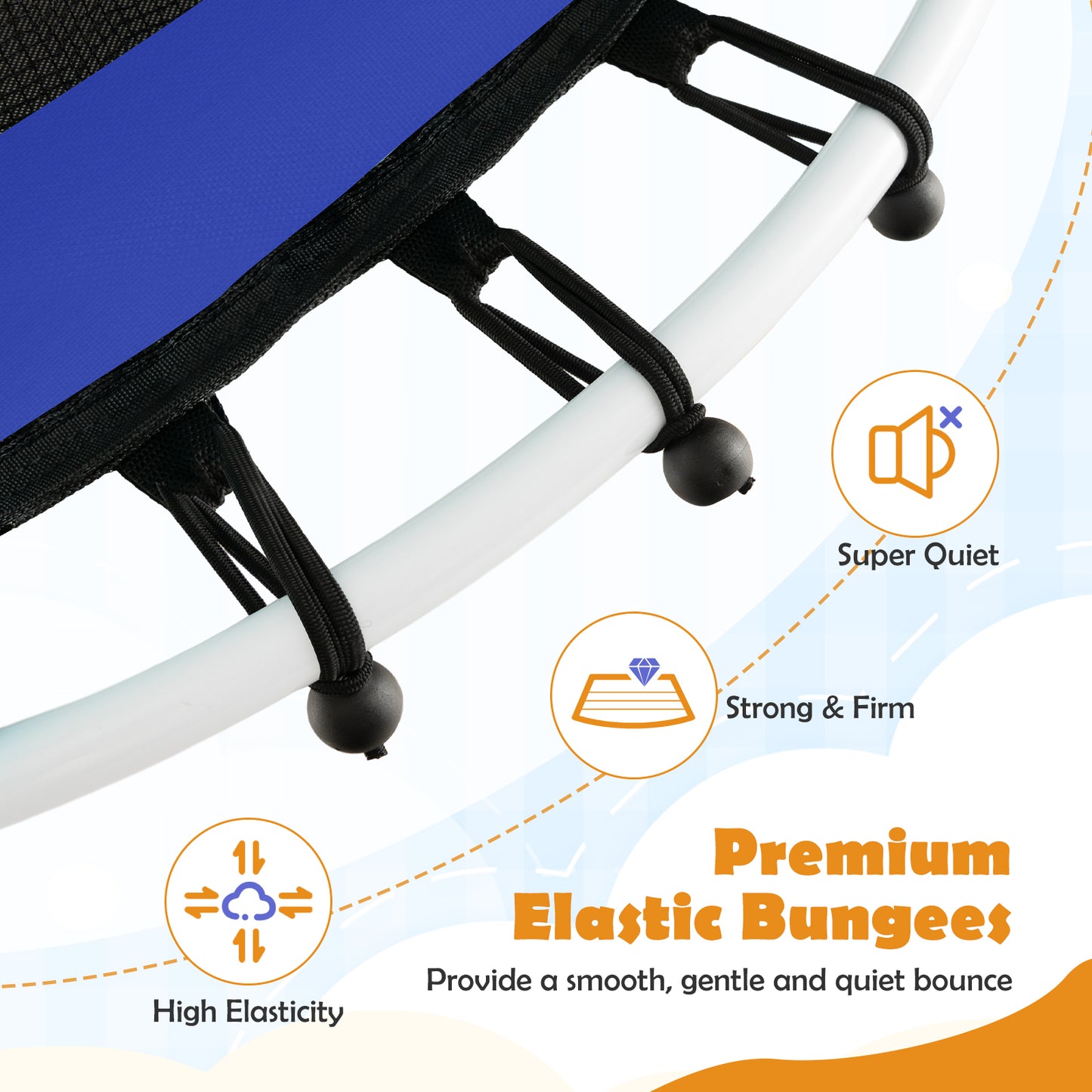 Mini Trampoline with Enclosure and Heavy-duty Metal Frame-Orange Kids Crystal