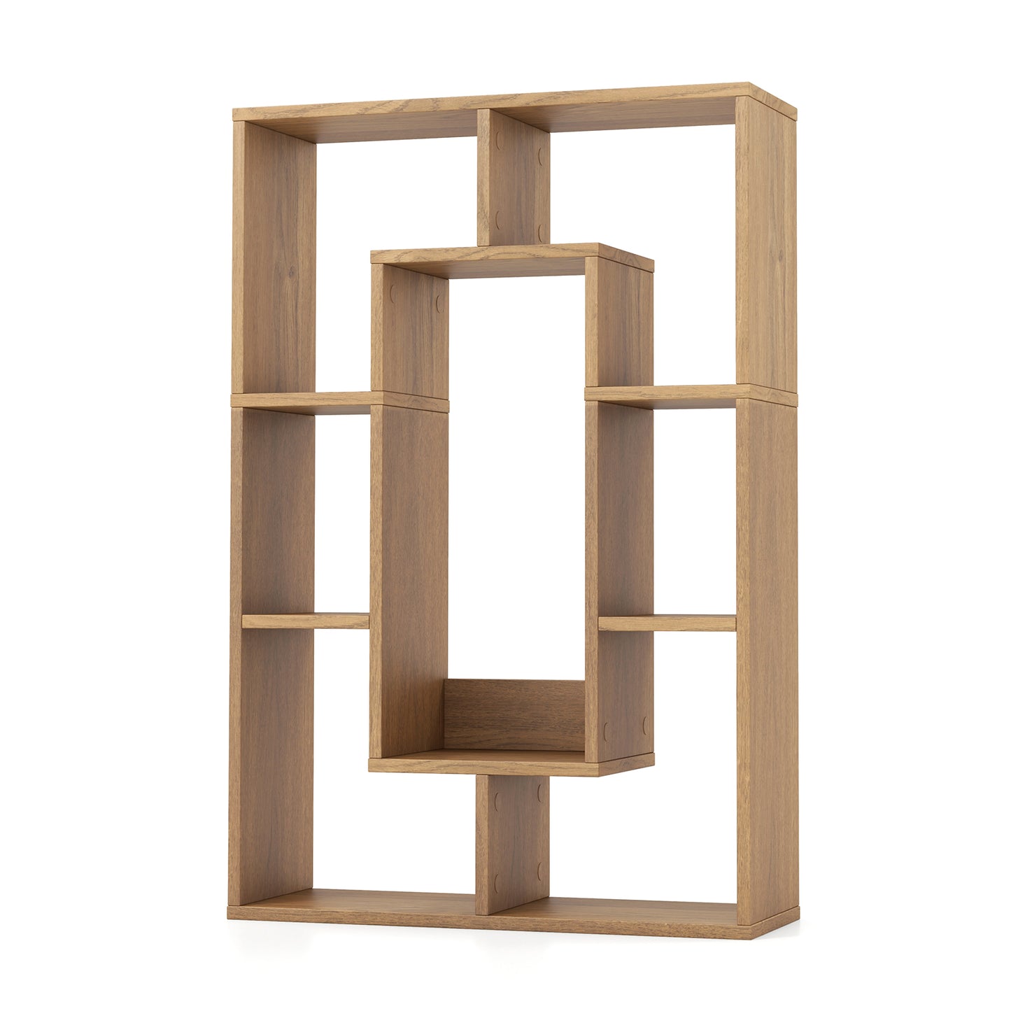 7-Cube Geometric Bookshelf Modern Decorative Open Bookcase-Natural Kids Crystal