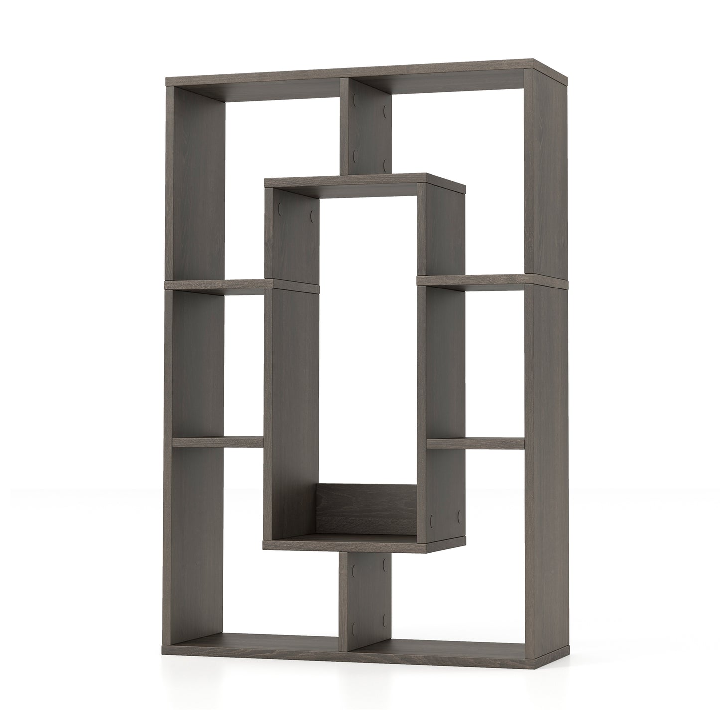 7-Cube Geometric Bookshelf Modern Decorative Open Bookcase-Gray Kids Crystal