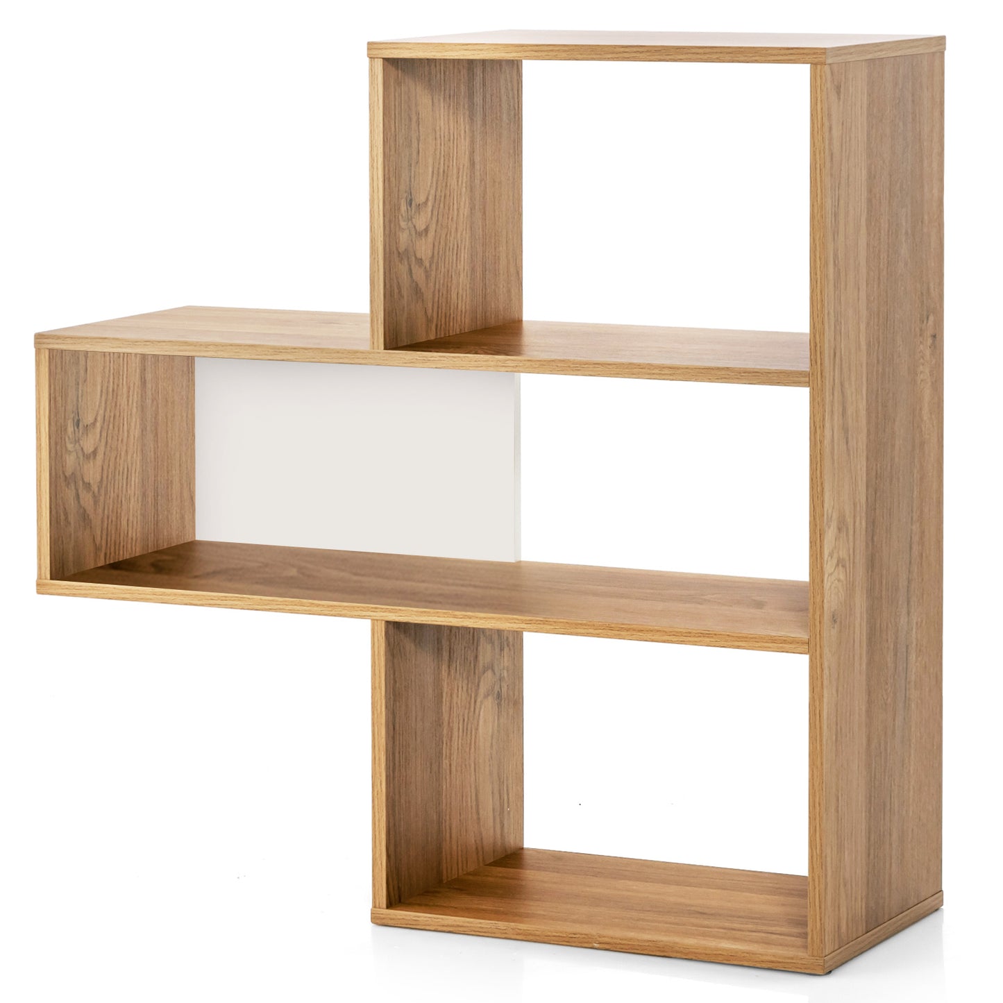 Convex Bookshelf 3-Shelf Open Bookcase Room Organizer with Anti-Toppling Device Kids Crystal