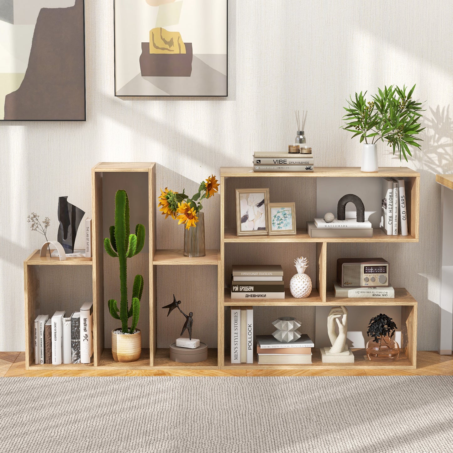 Convex Bookshelf 3-Shelf Open Bookcase Room Organizer with Anti-Toppling Device Kids Crystal