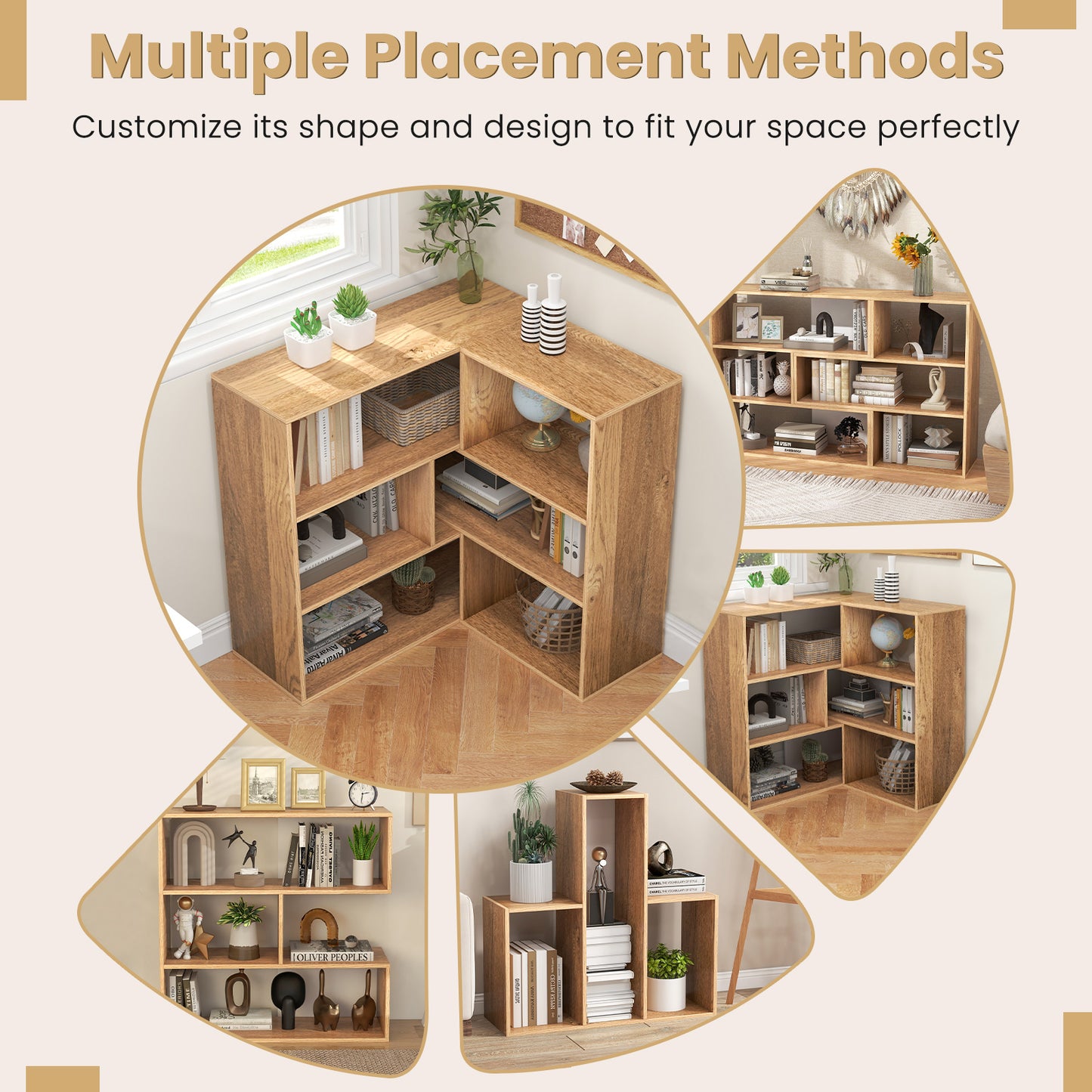 Convex Bookshelf 3-Shelf Open Bookcase Room Organizer with Anti-Toppling Device Kids Crystal