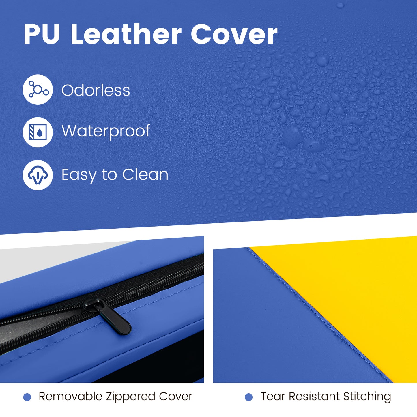 4-Panel PU Leather Folding Exercise Mat with Carrying Handles-Multicolor Kids Crystal