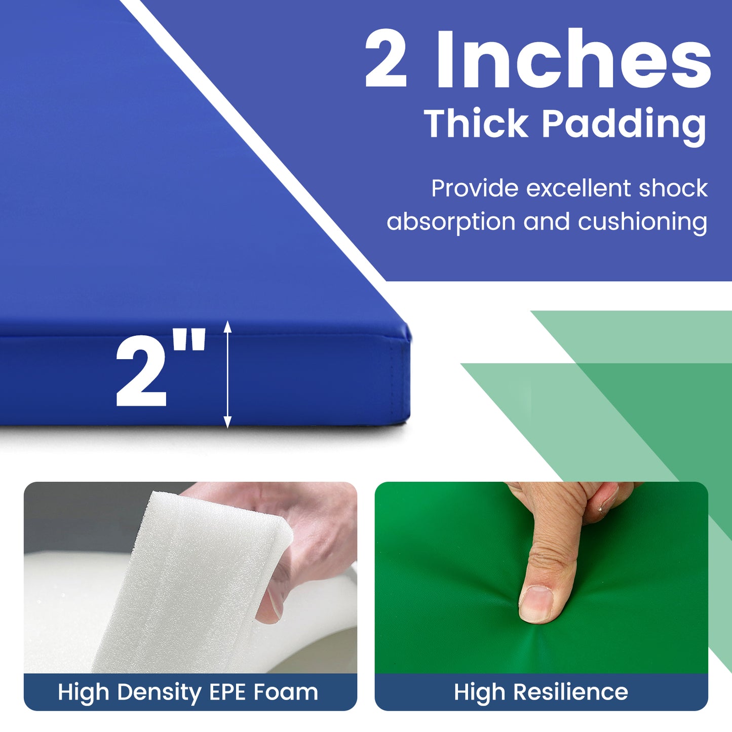 4-Panel PU Leather Folding Exercise Mat with Carrying Handles-Multicolor Kids Crystal