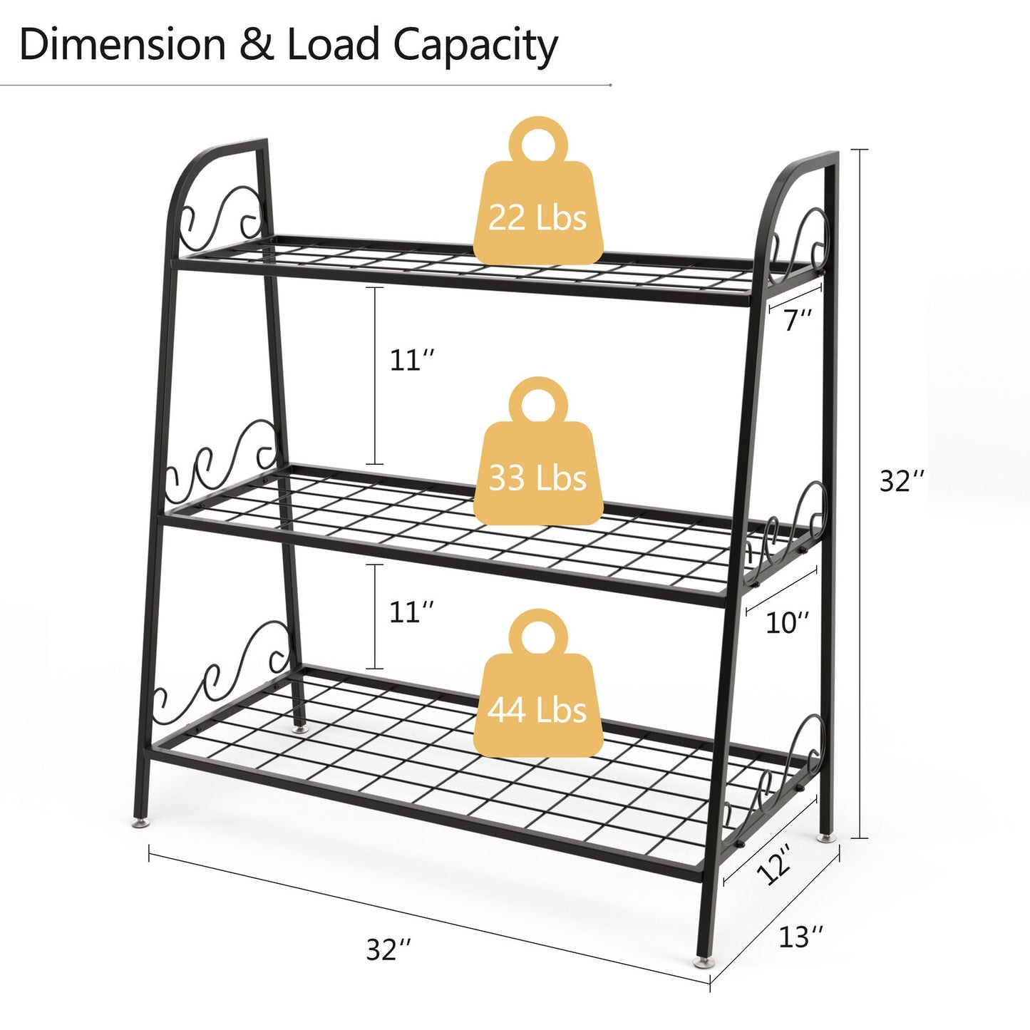 3-Tier Metal Plant Stand Shelf Display Rack for Plants Shoes Flower Pot Kids Crystal