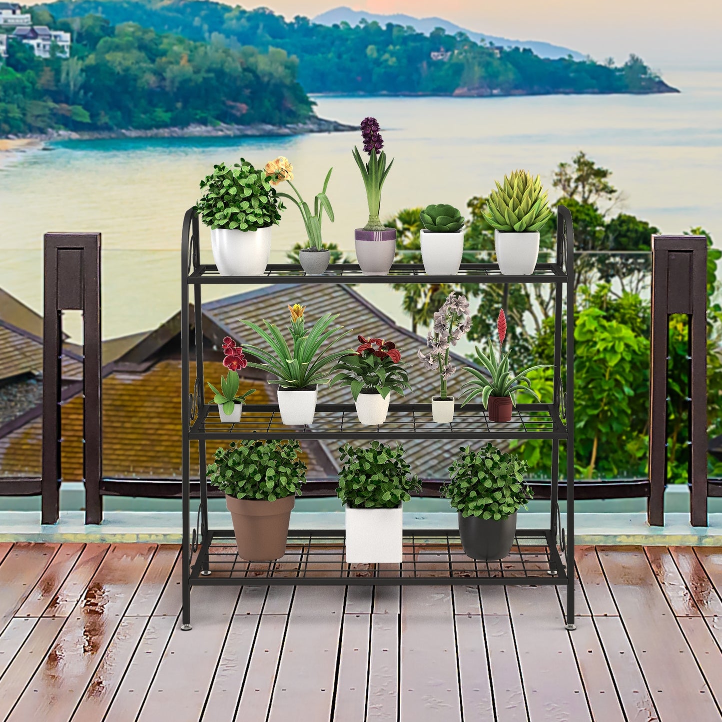 3-Tier Metal Plant Stand Shelf Display Rack for Plants Shoes Flower Pot Kids Crystal