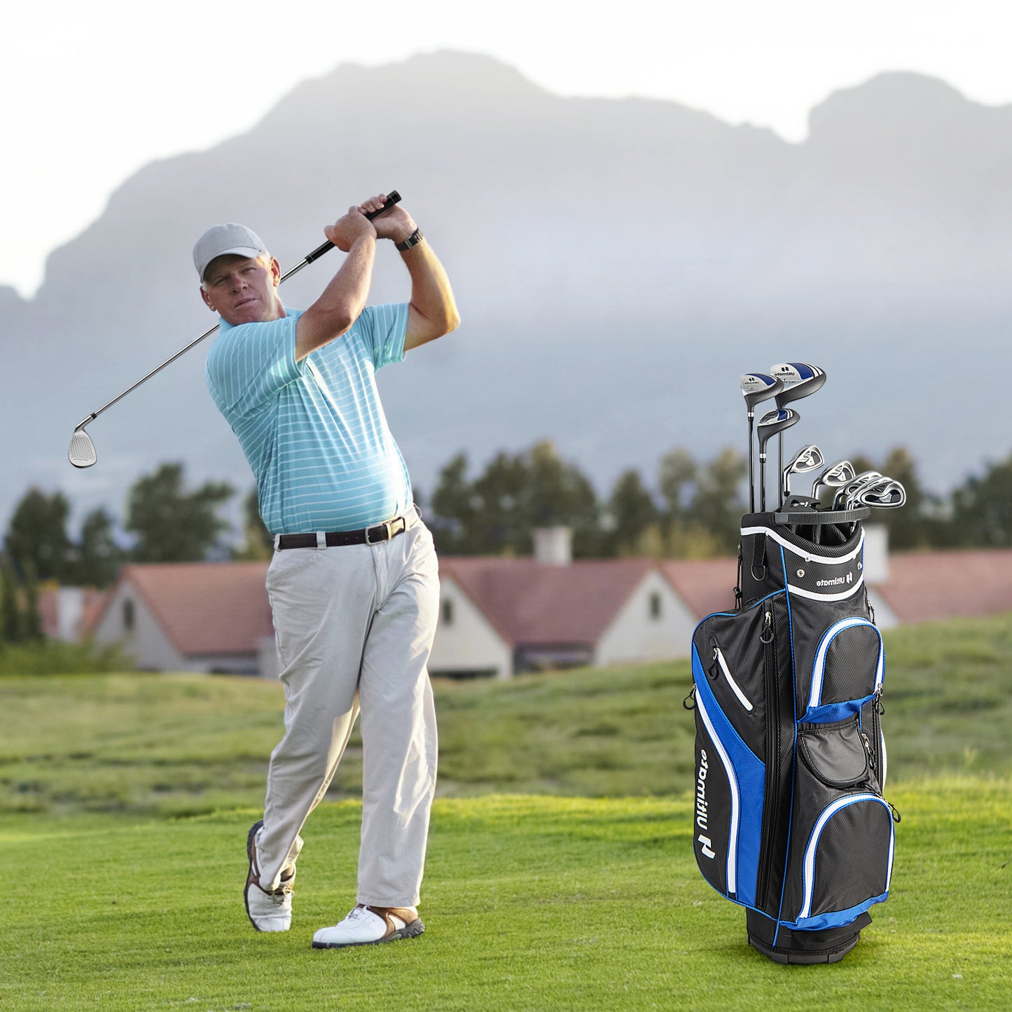 Men's 9 Pieces Complete Golf Club Set-Navy Kids Crystal