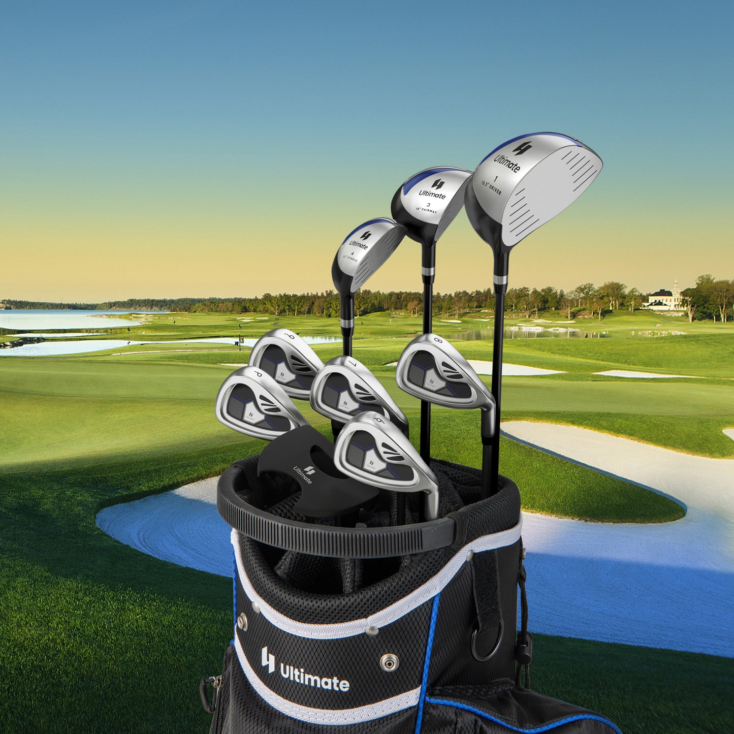 Men's 9 Pieces Complete Golf Club Set-Navy Kids Crystal