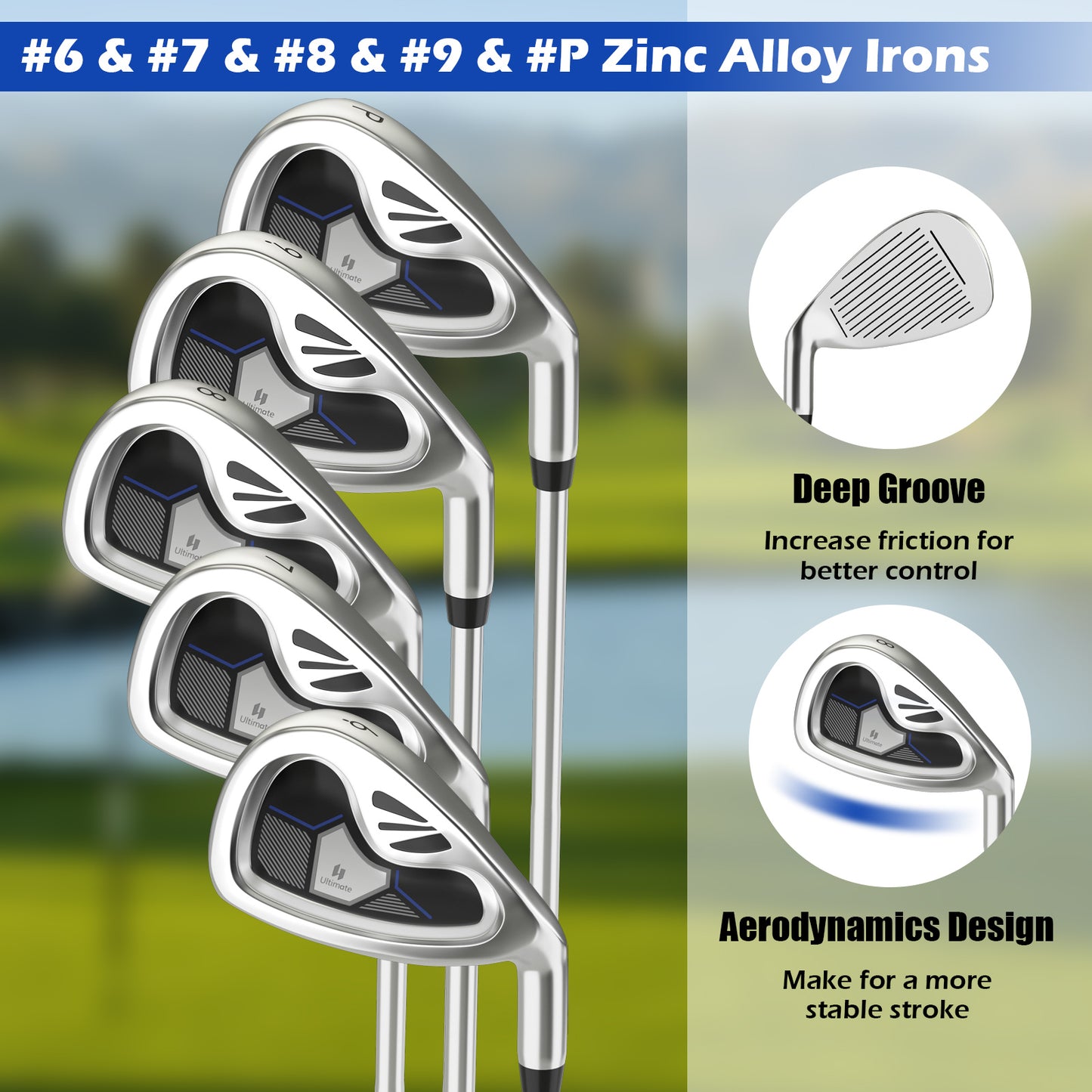 Men's 9 Pieces Complete Golf Club Set-Navy Kids Crystal