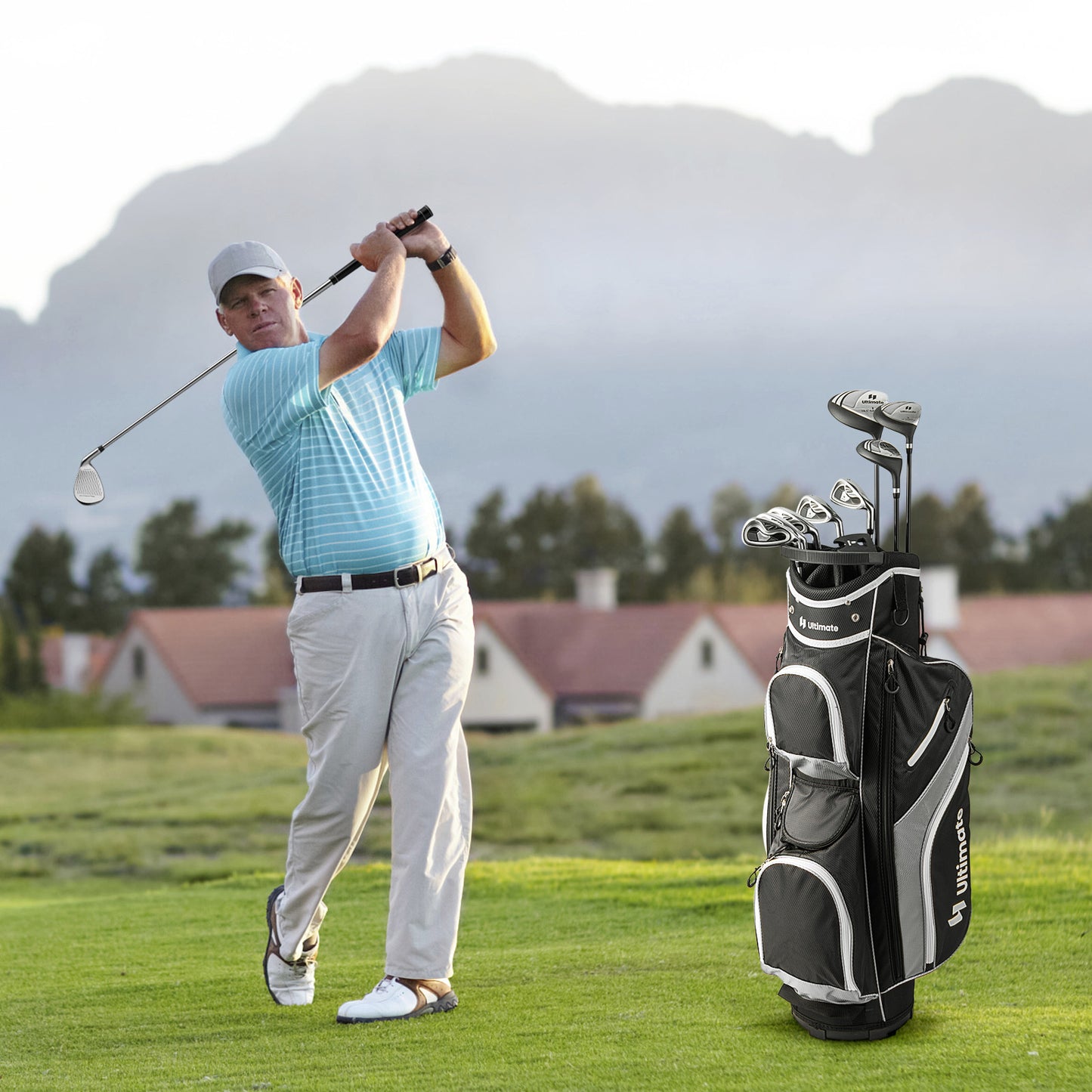 Men's 9 Pieces Complete Golf Club Set-Gray Kids Crystal