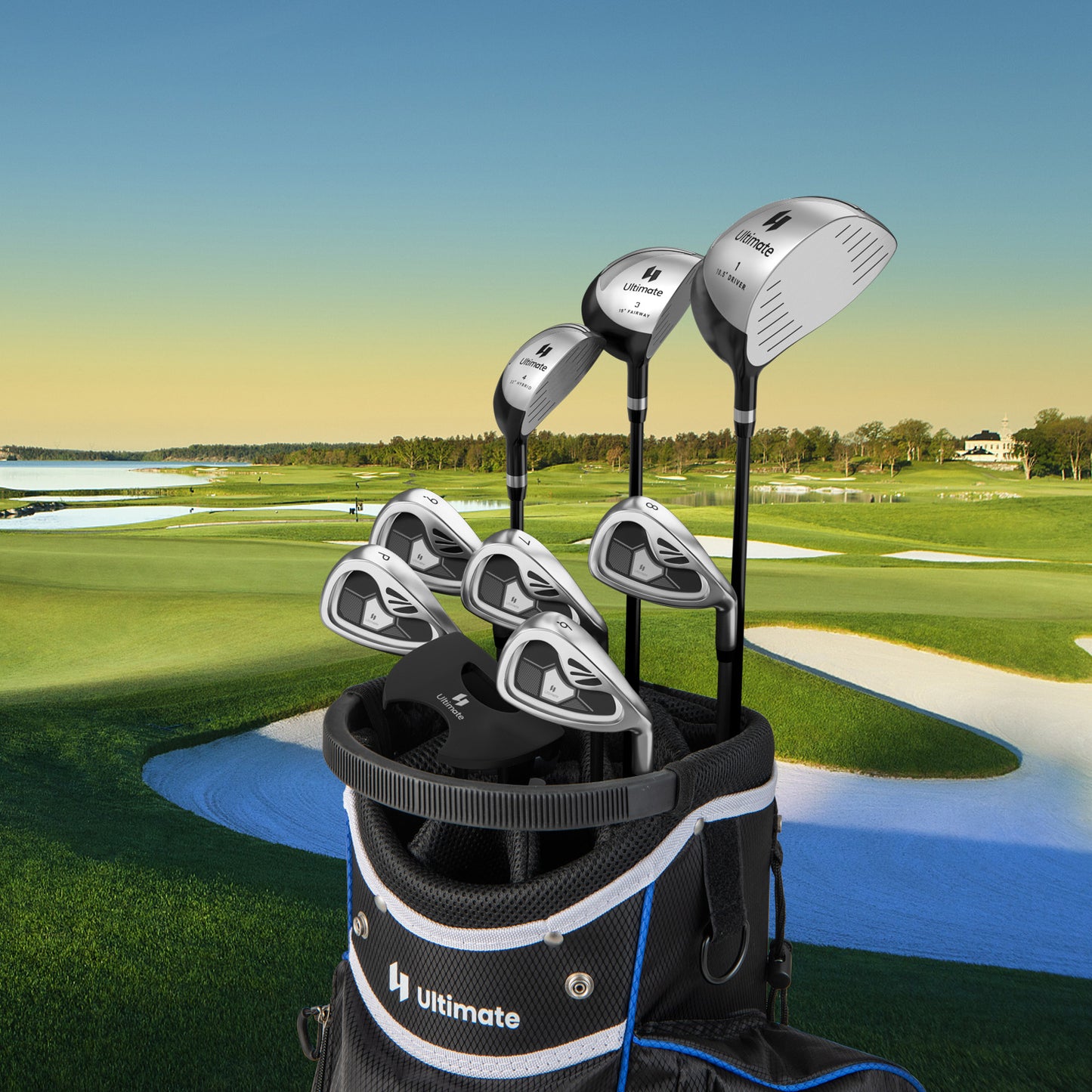 Men's 9 Pieces Complete Golf Club Set-Gray Kids Crystal