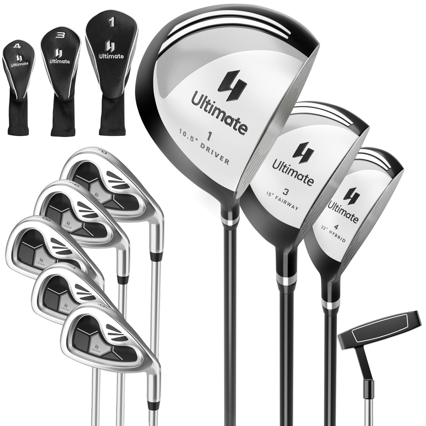 Men's 9 Pieces Complete Golf Club Set-Gray Kids Crystal