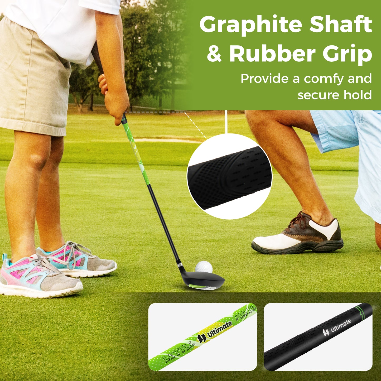 Junior Complete Golf Club Set for Kids with Rain Hood Right Hand Children Golf Age 8-10 Years Old-Green Kids Crystal