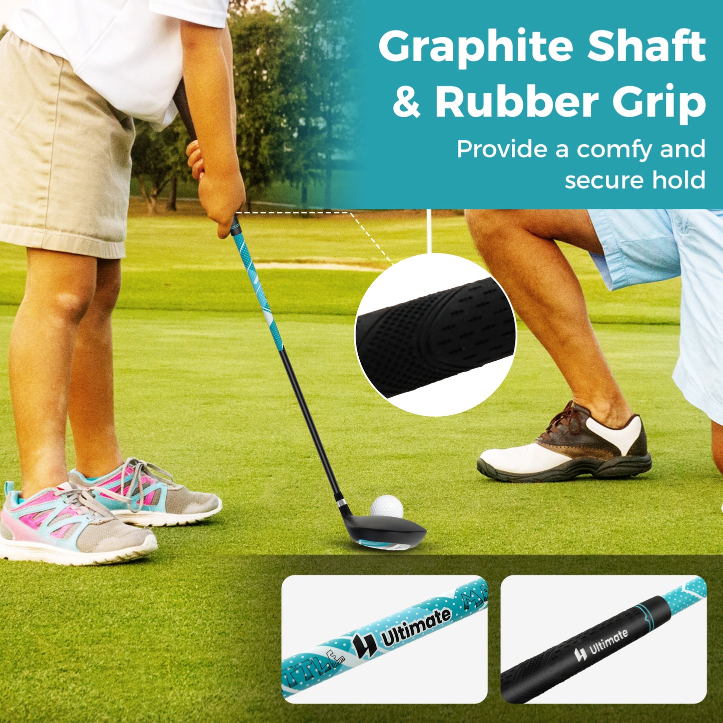Junior Complete Golf Club Set for Kids with Rain Hood Right Hand Children Golf Age 8-10 Years Old-Blue Kids Crystal