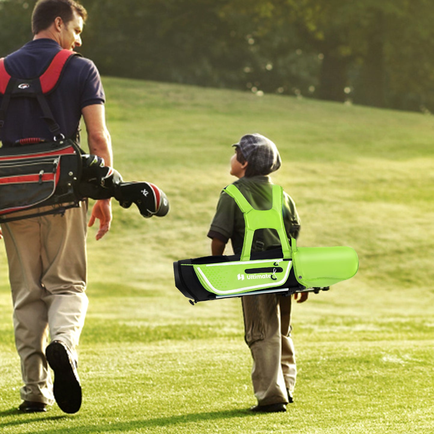 Junior Complete Golf Club Set Right Hand with Rain Hood for Kids-Green Kids Crystal