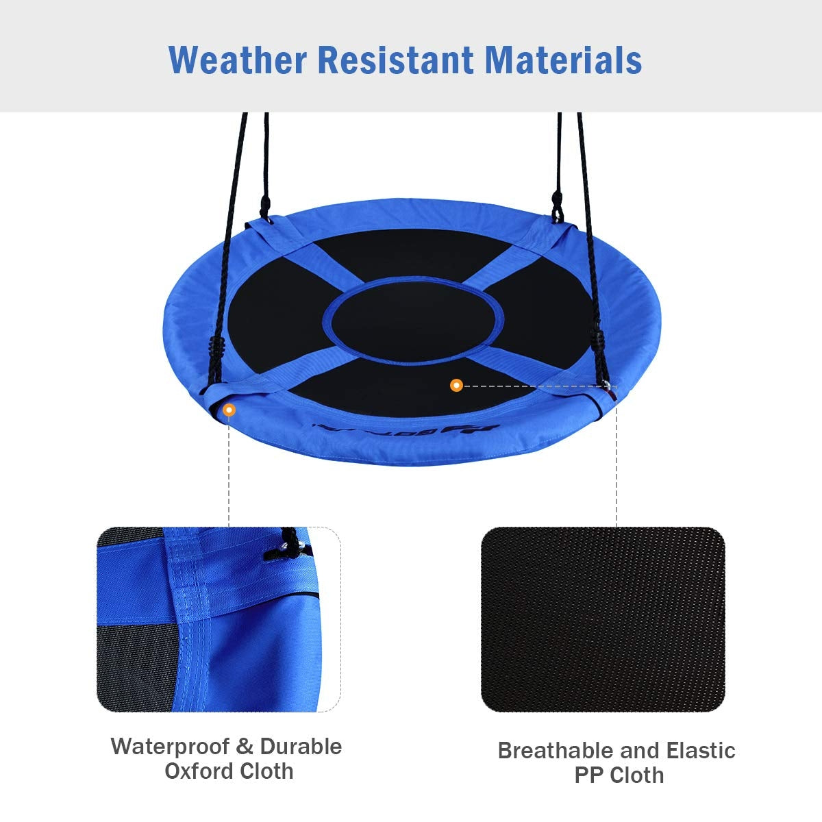 40 Inch Flying Saucer Tree Swing Indoor Outdoor Play Set-Blue Kids Crystal
