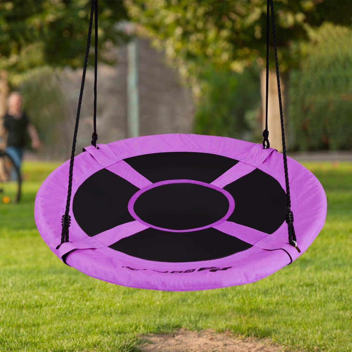 40 Inch Flying Saucer Tree Swing Indoor Outdoor Play Set-Purple Kids Crystal