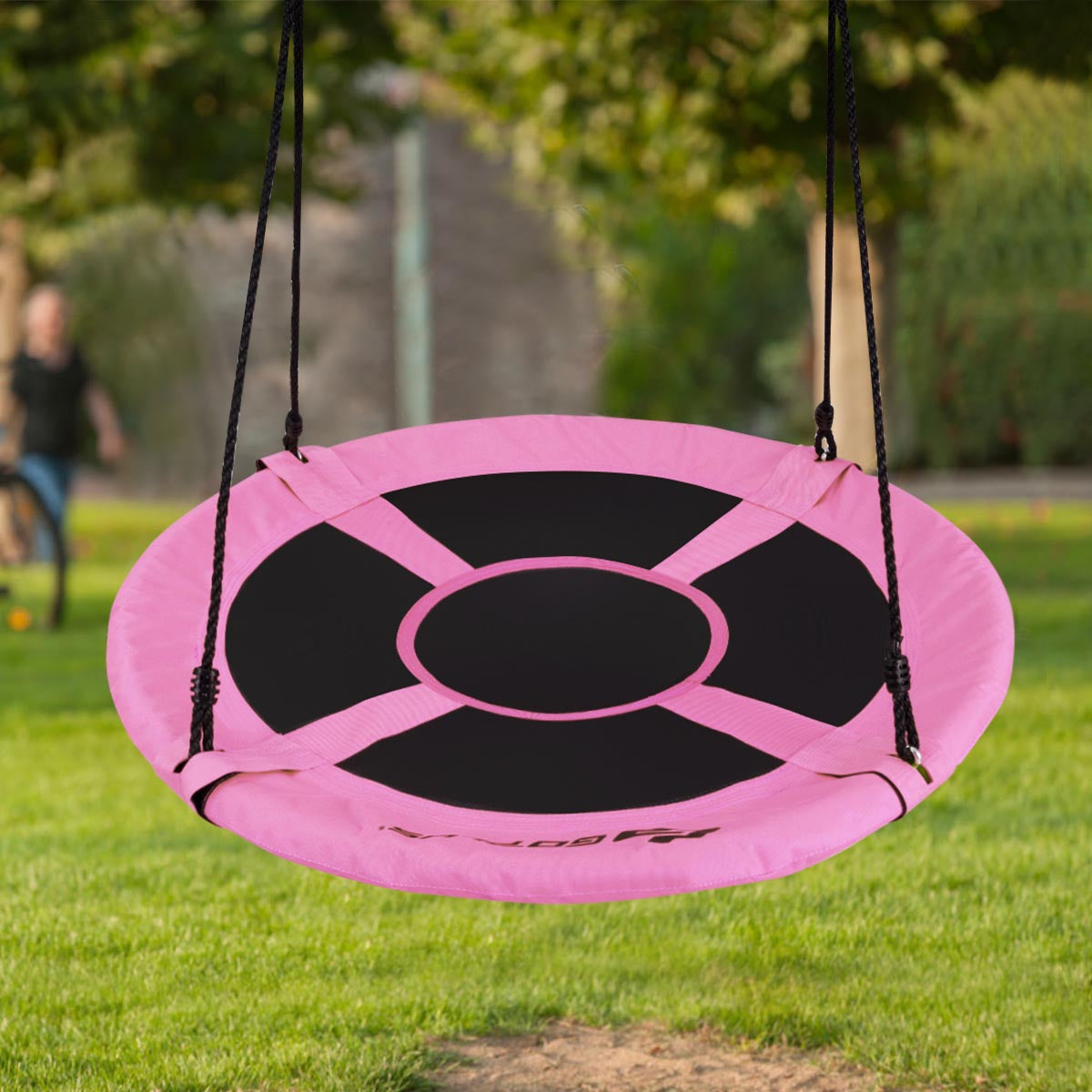 40 Inch Flying Saucer Tree Swing Indoor Outdoor Play Set-Pink Kids Crystal