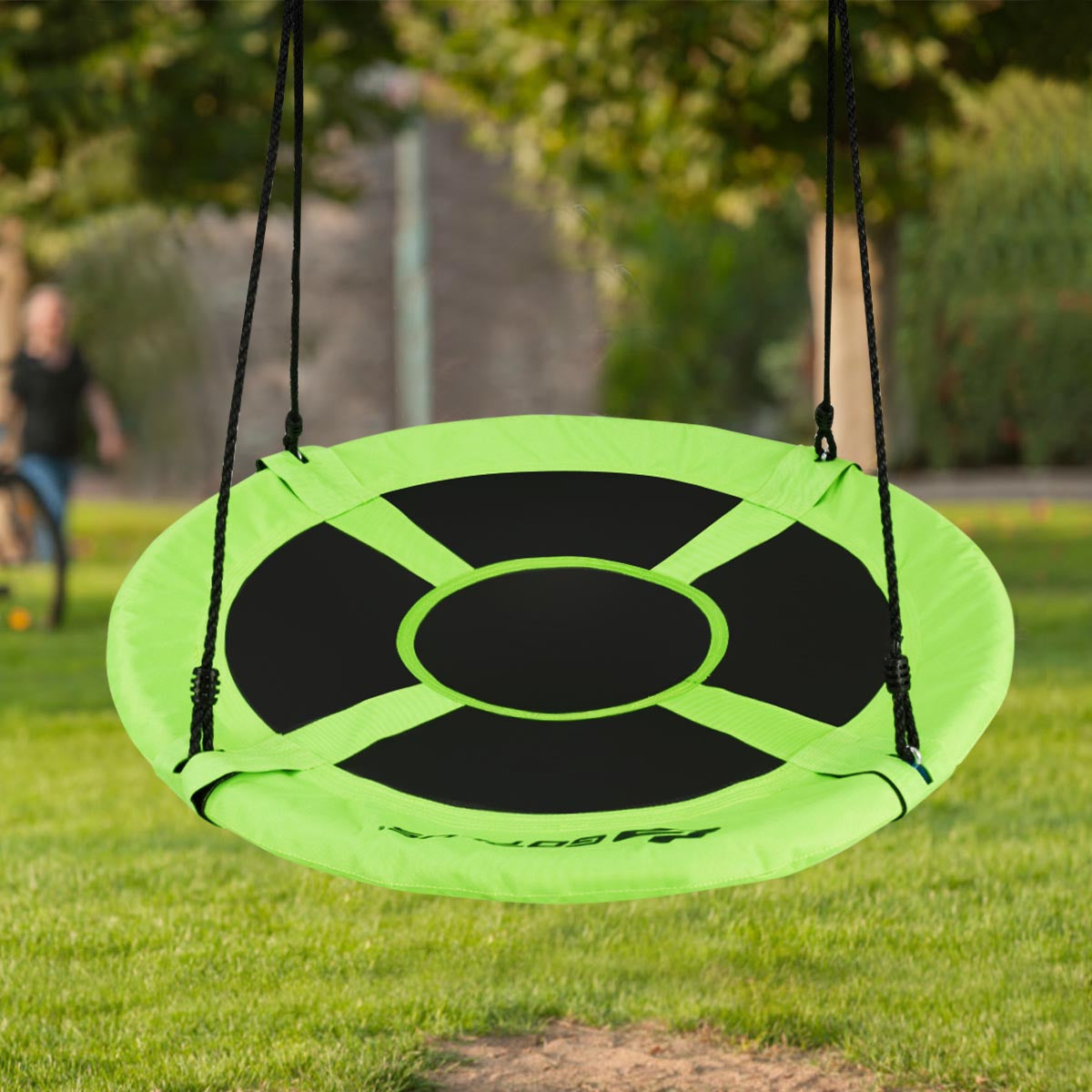 40 Inch Flying Saucer Tree Swing Indoor Outdoor Play Set-Green Kids Crystal