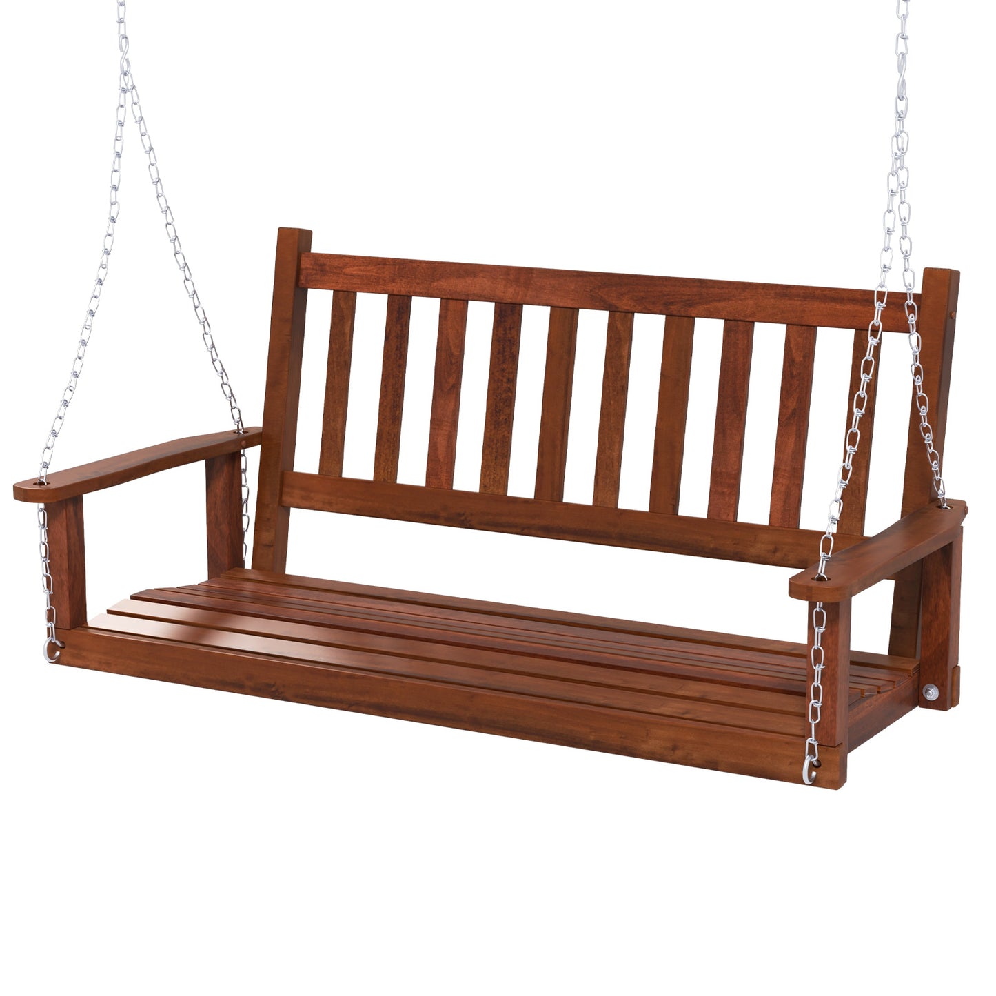 2-Person Wooden Outdoor Porch Swing with 500 lbs Weight Capacity-Brown Kids Crystal