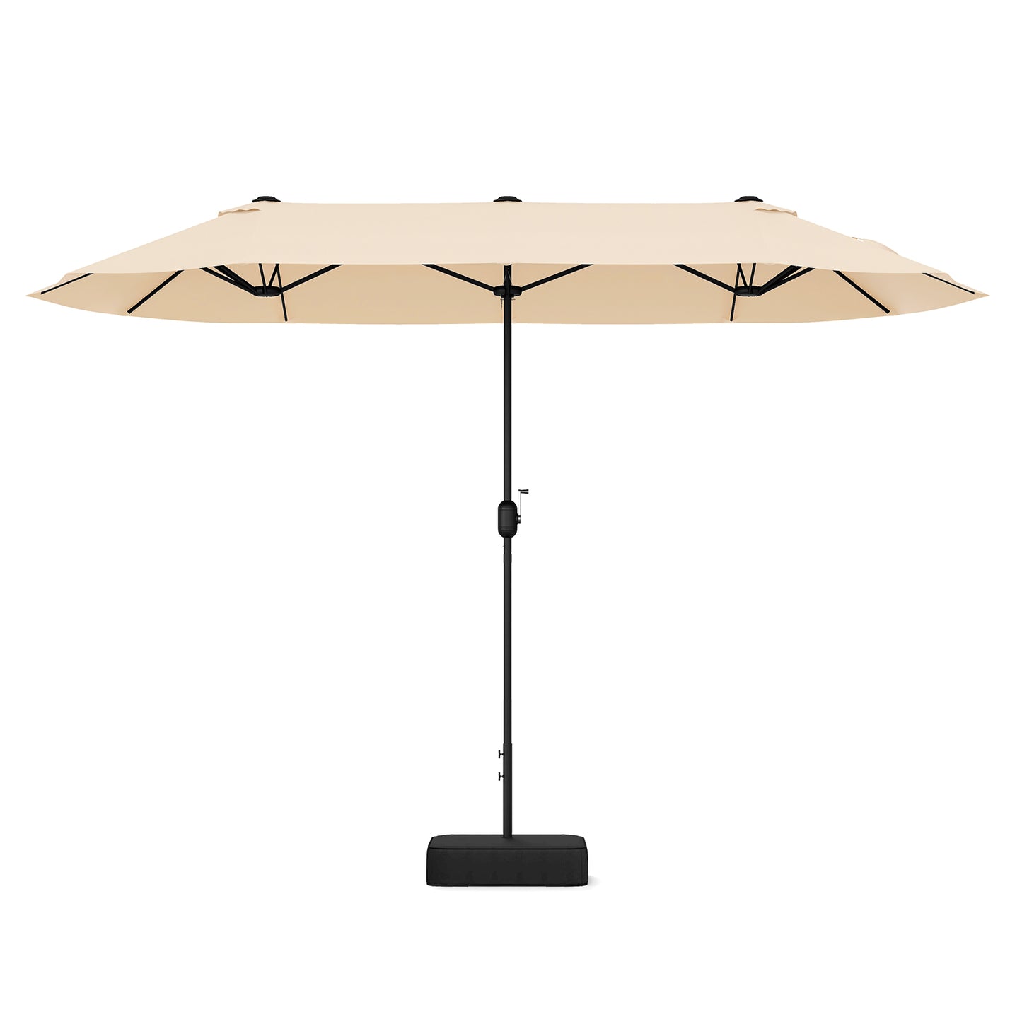 13 Feet Double-Sided Patio Twin Table Umbrella with Crank Handle-Beige Kids Crystal