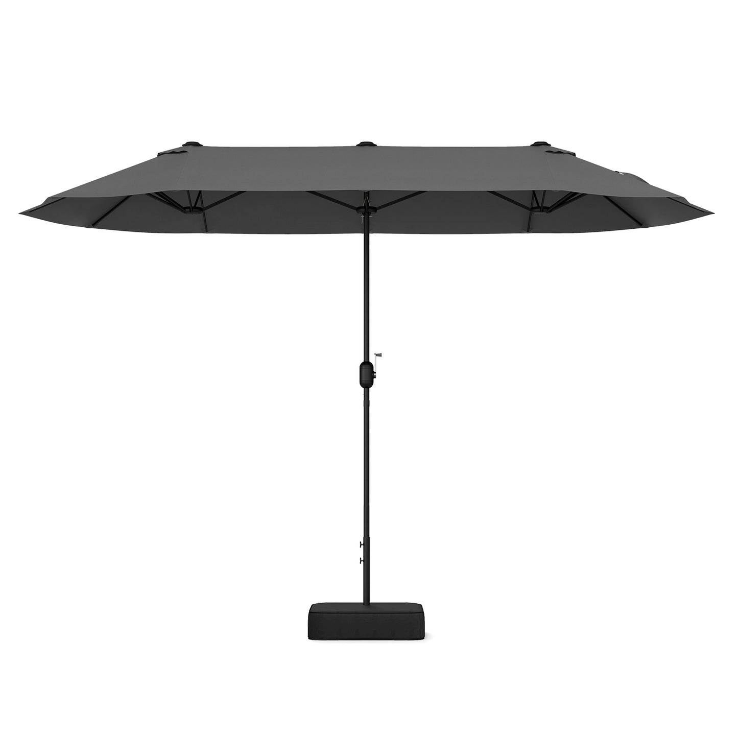 13 Feet Double-Sided Patio Twin Table Umbrella with Crank Handle-Gray Kids Crystal