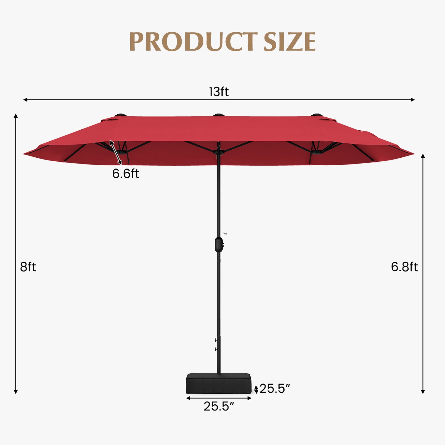13 Feet Double-Sided Patio Twin Table Umbrella with Crank Handle-Wine Kids Crystal