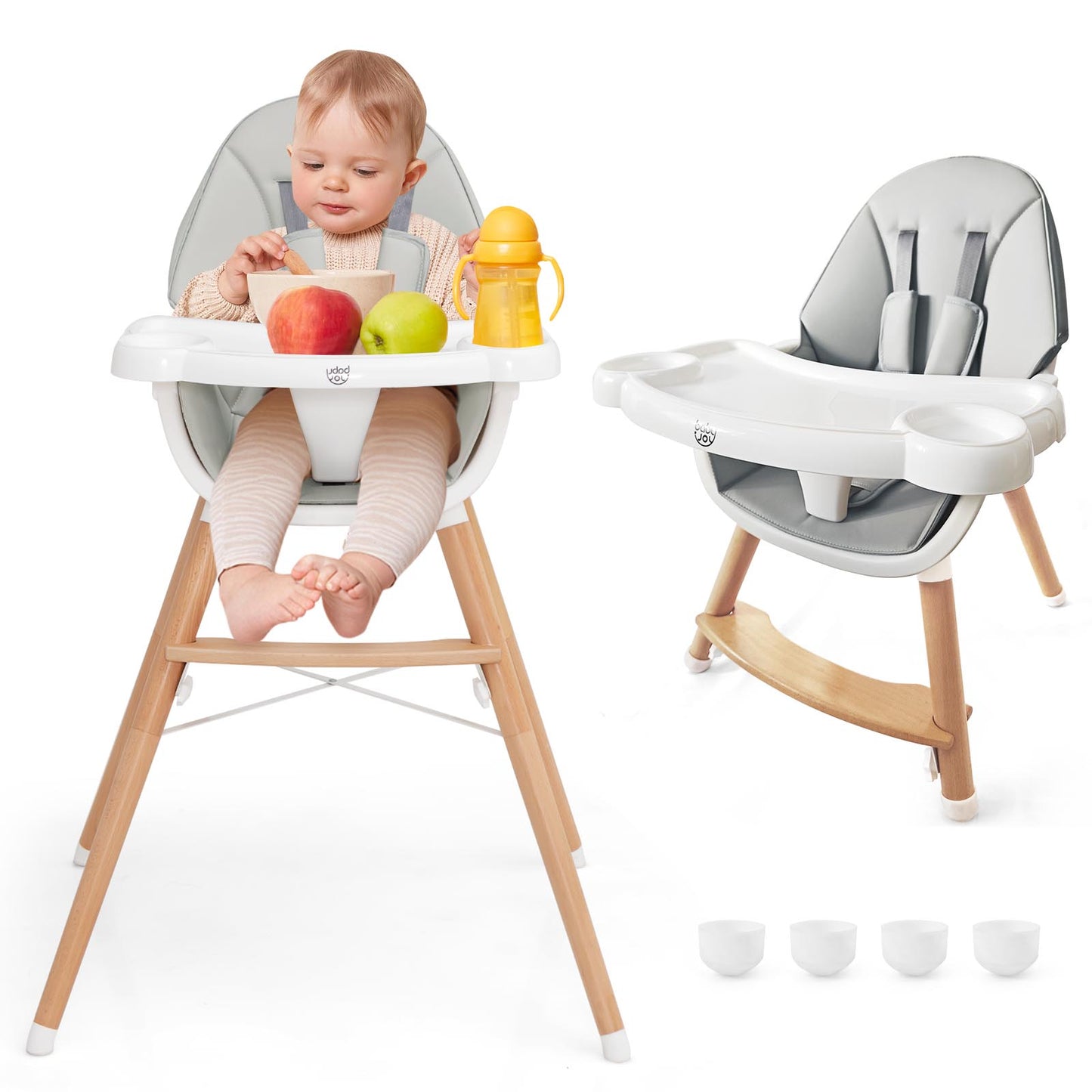 Baby High Chair with Dishwasher Safe Tray-Gray Kids Crystal