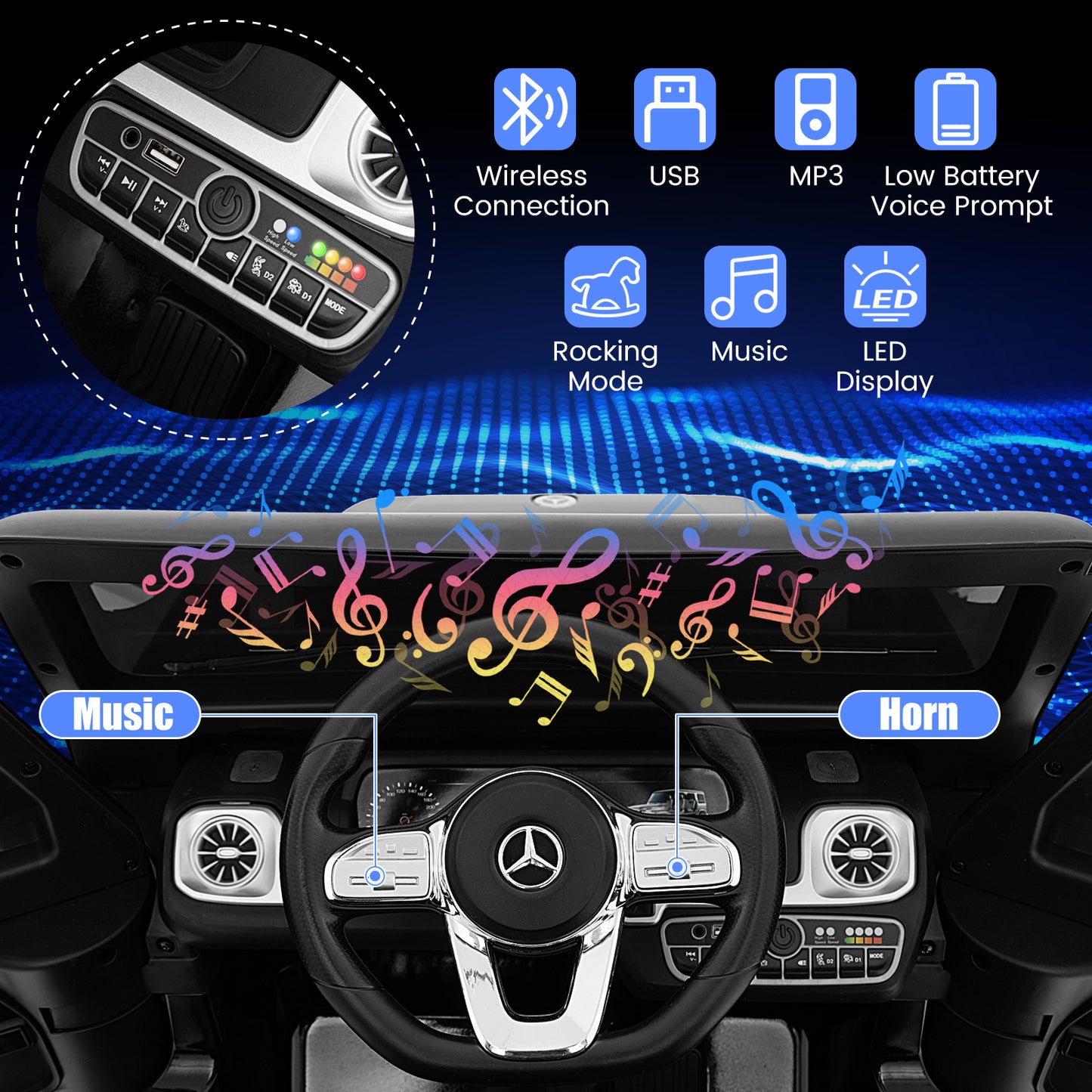 12V Battery Powered Licensed Mercedes-Benz G500 Kids Ride-on Car-Black